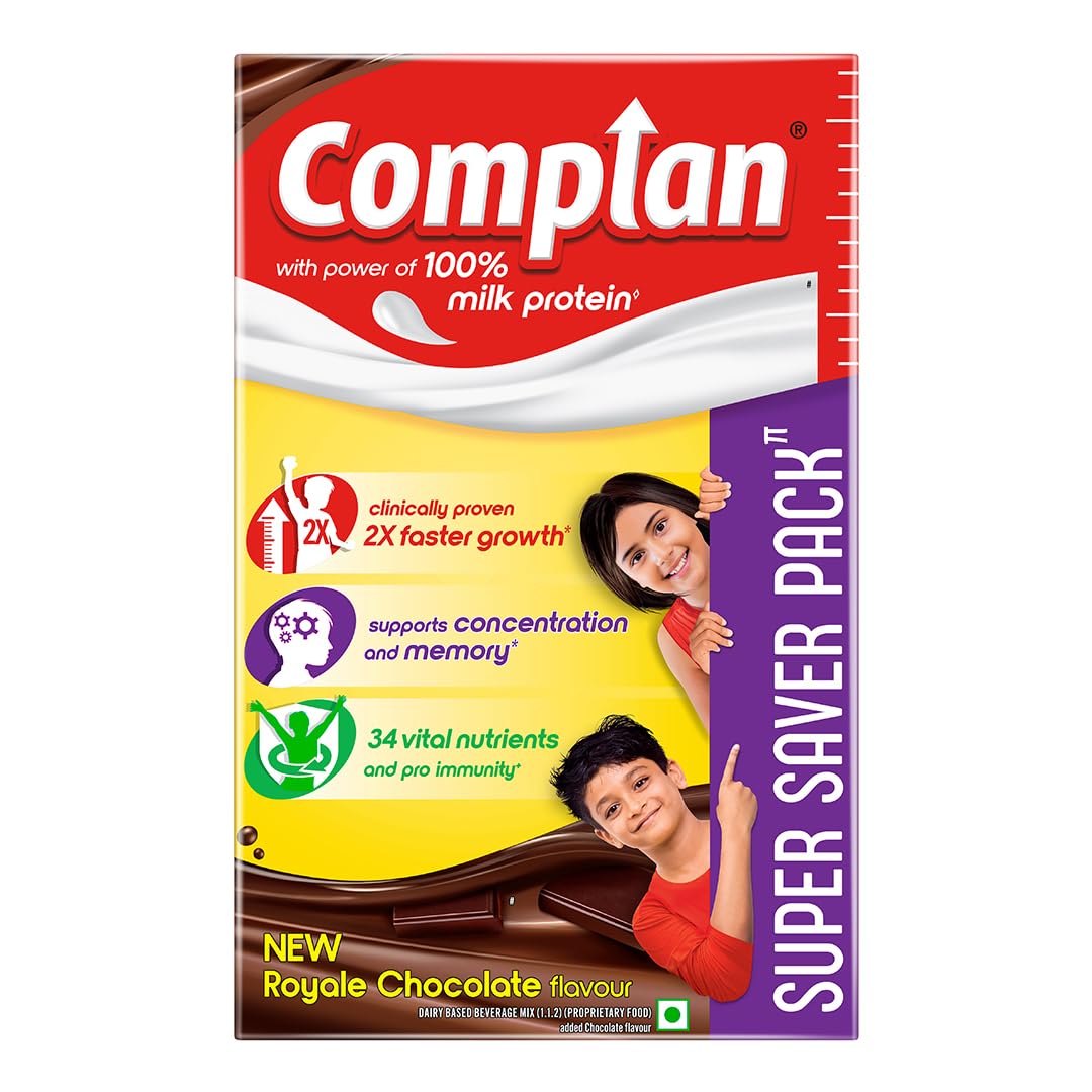 Complan Nutrition Drink Powder for Children, Royale Chocolate Flavour, 750 g Carton | Nutrition drink for kids with protein & 34 vital nutrients