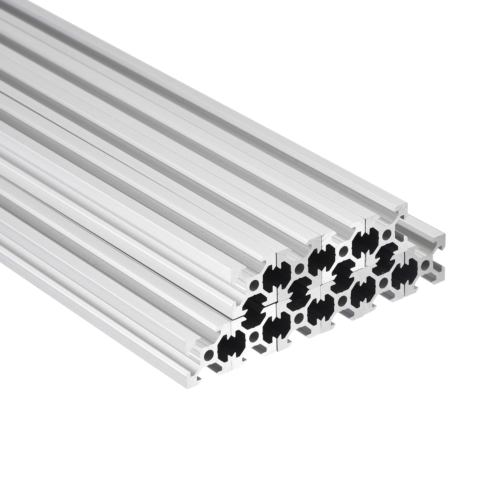 sourcing map 10 Pcs V Slot 2020 Aluminum Extrusion European Standard 1000mm 39 Inch Length Anodized Rail Silver White for CNC DIY 3D Printer and Industrial