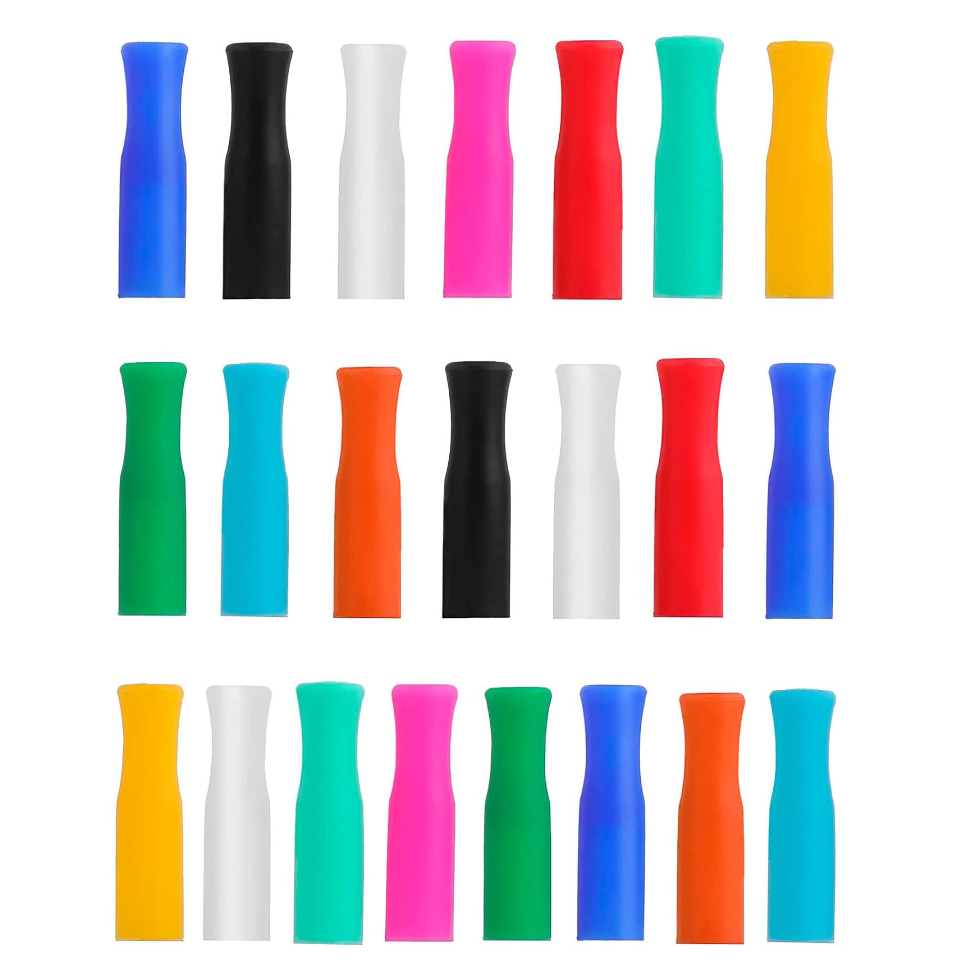 MVS Wholesale Set of 22 Silicone Tips for 6mm Wide Drinking Straws. Multicoloured Sent at Random. Food Grade, Safe, 6mm Wide. (SSS0101S)