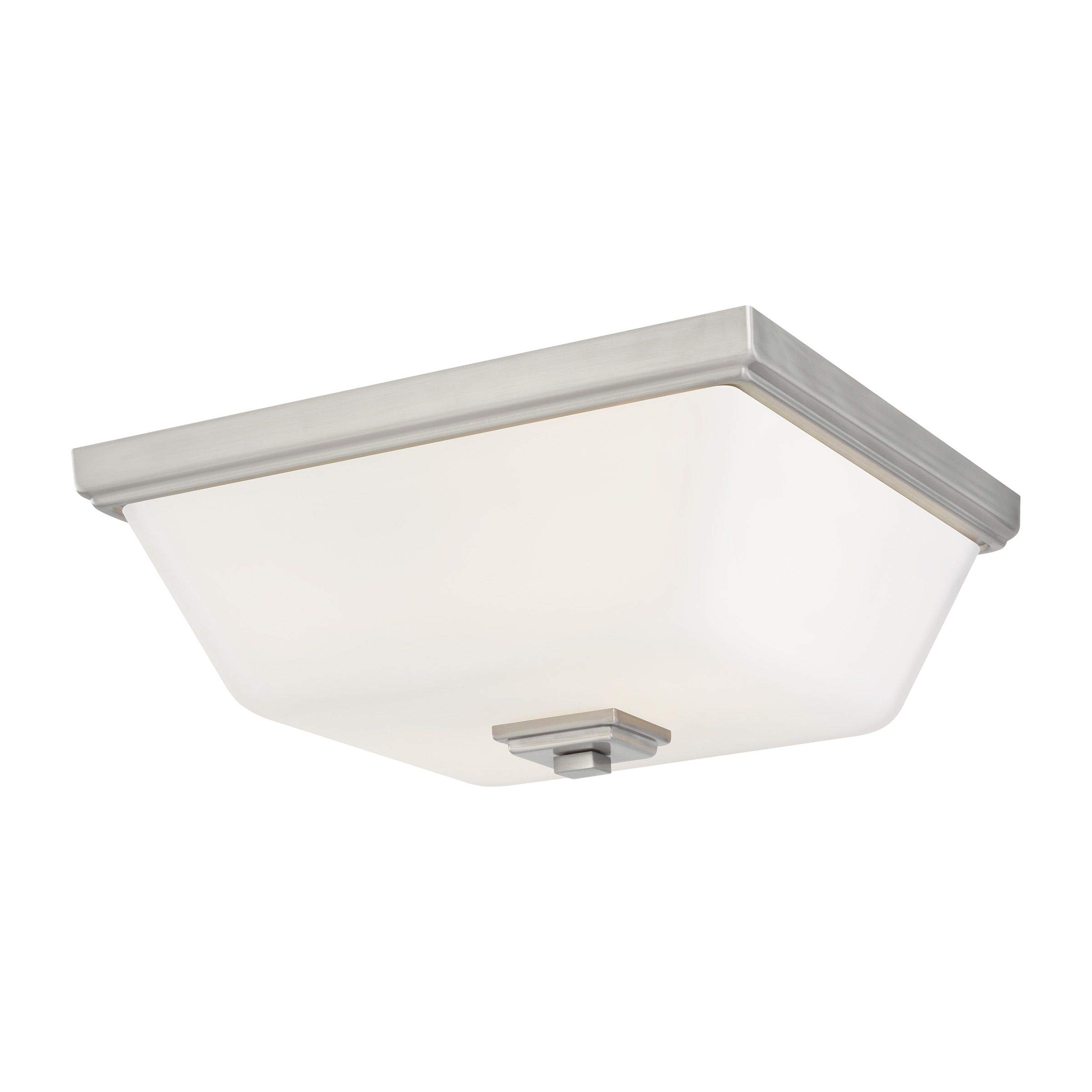 Seagull Sea Gull 7513702-962 Transitional Two Light Flush Mount from Ellis Harper Collection in Pwt, Nckl, B/S, Slvr. Finish, 13.00 inches, Brushed Nickel