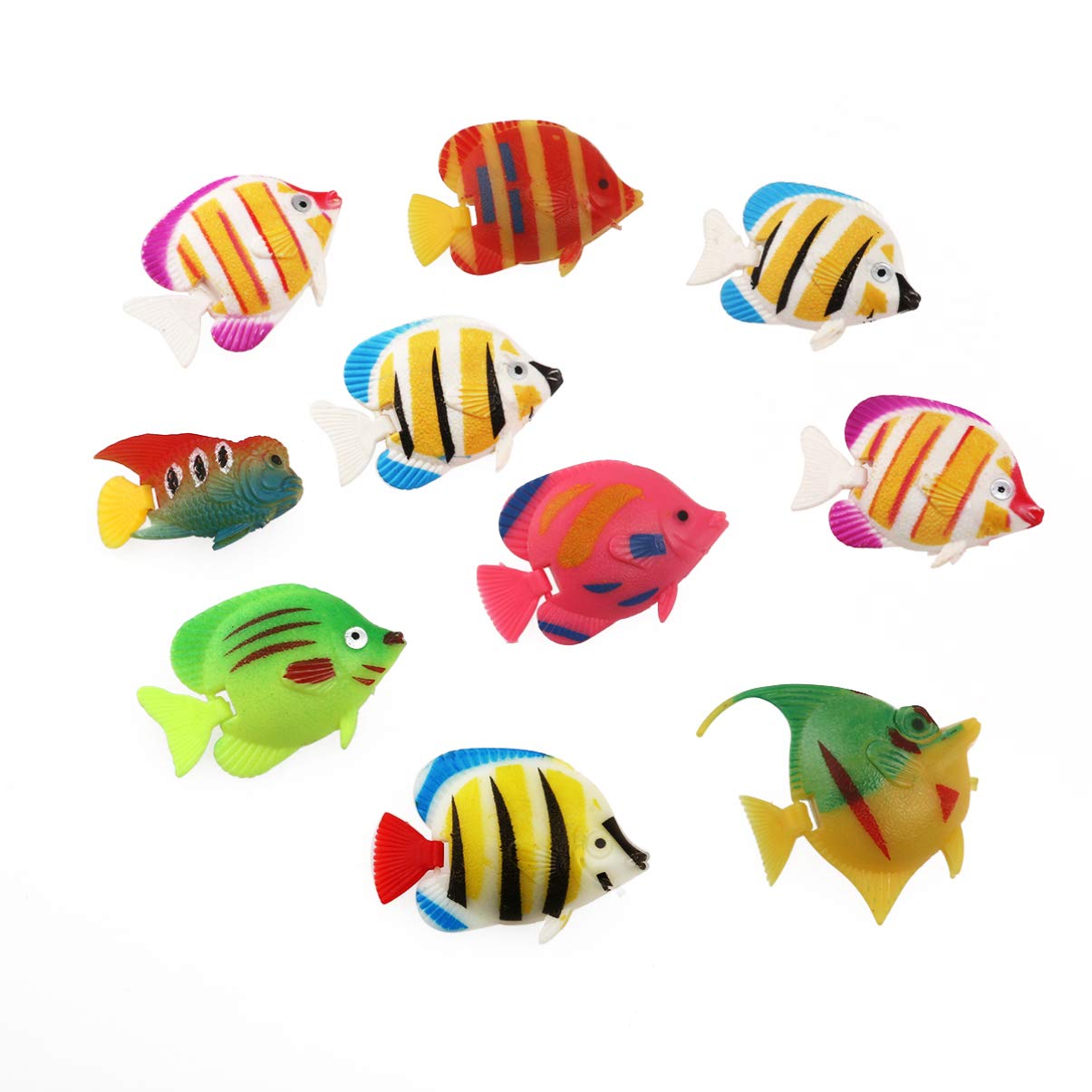 ULTNICE 10pcs Artificial Floating Moving Fishes Ornament Decorations Bath Toy for Aquarium Fish Tank Random Color Pattern Sea Animals Party Favors