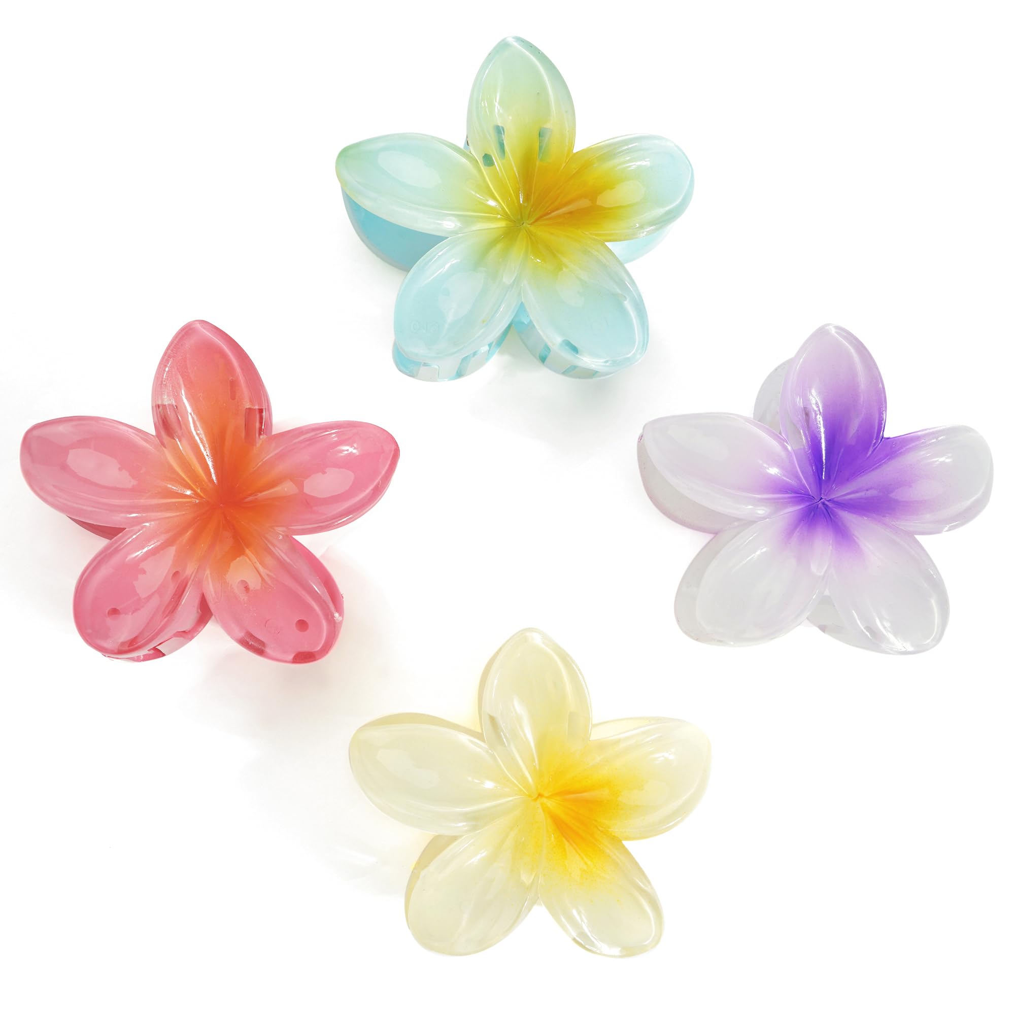 JOYOYO 4 Pcs Flower Hair Clips Medium Size Hair Claw Clips for Women Girls, Hair Grips Women Hair Clips Bright Color Flower Clips 3 Inch