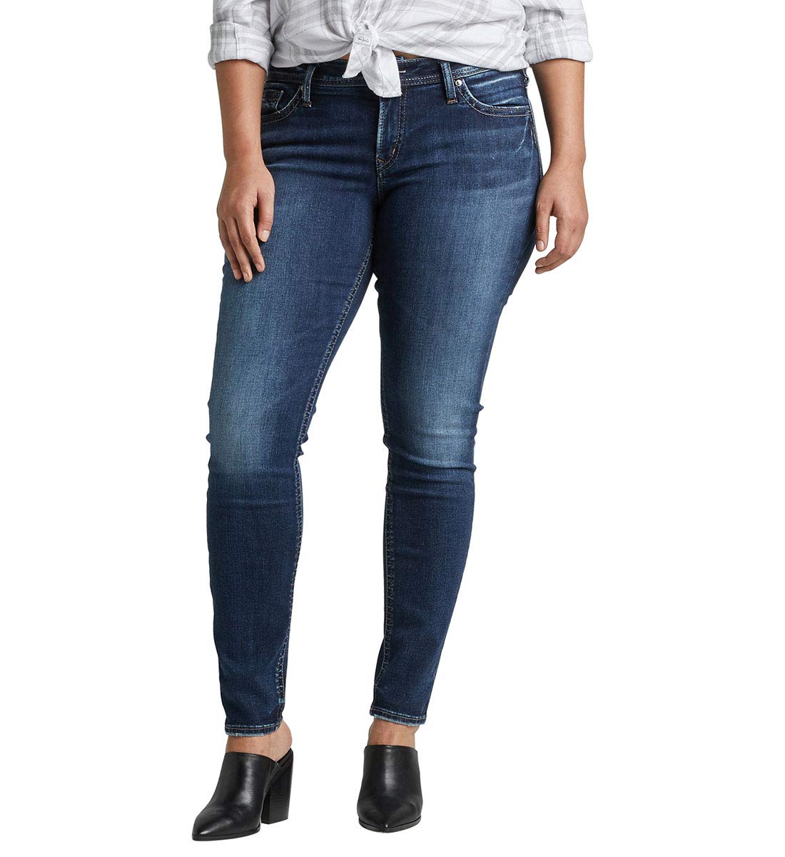 Silver Jeans Women's Plus-Size Suki Mid Rise Super Skinny Jean