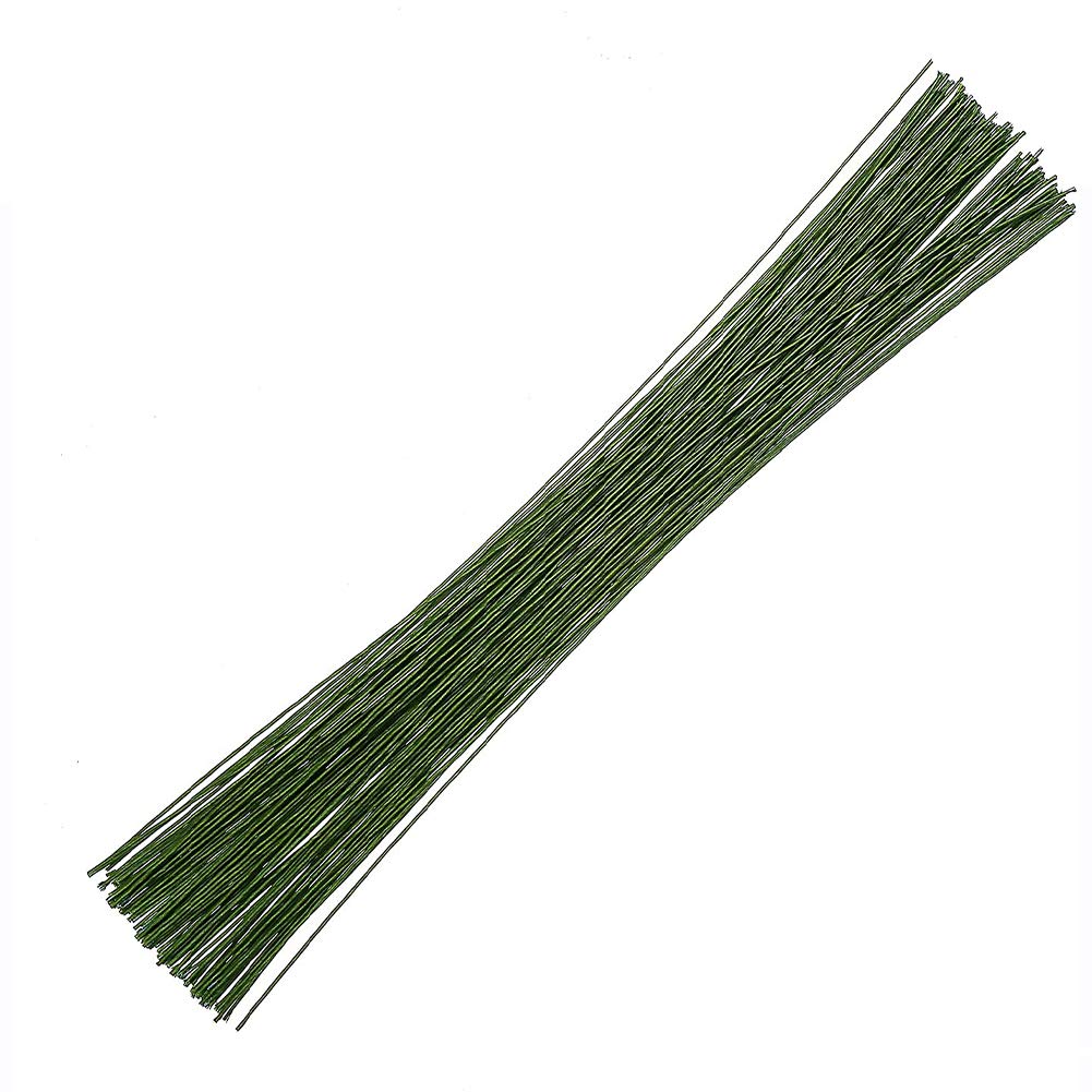 CCINEE 18 Gauge Dark Green Floral Paper Wrapped Wire 16 inch, 100/Package