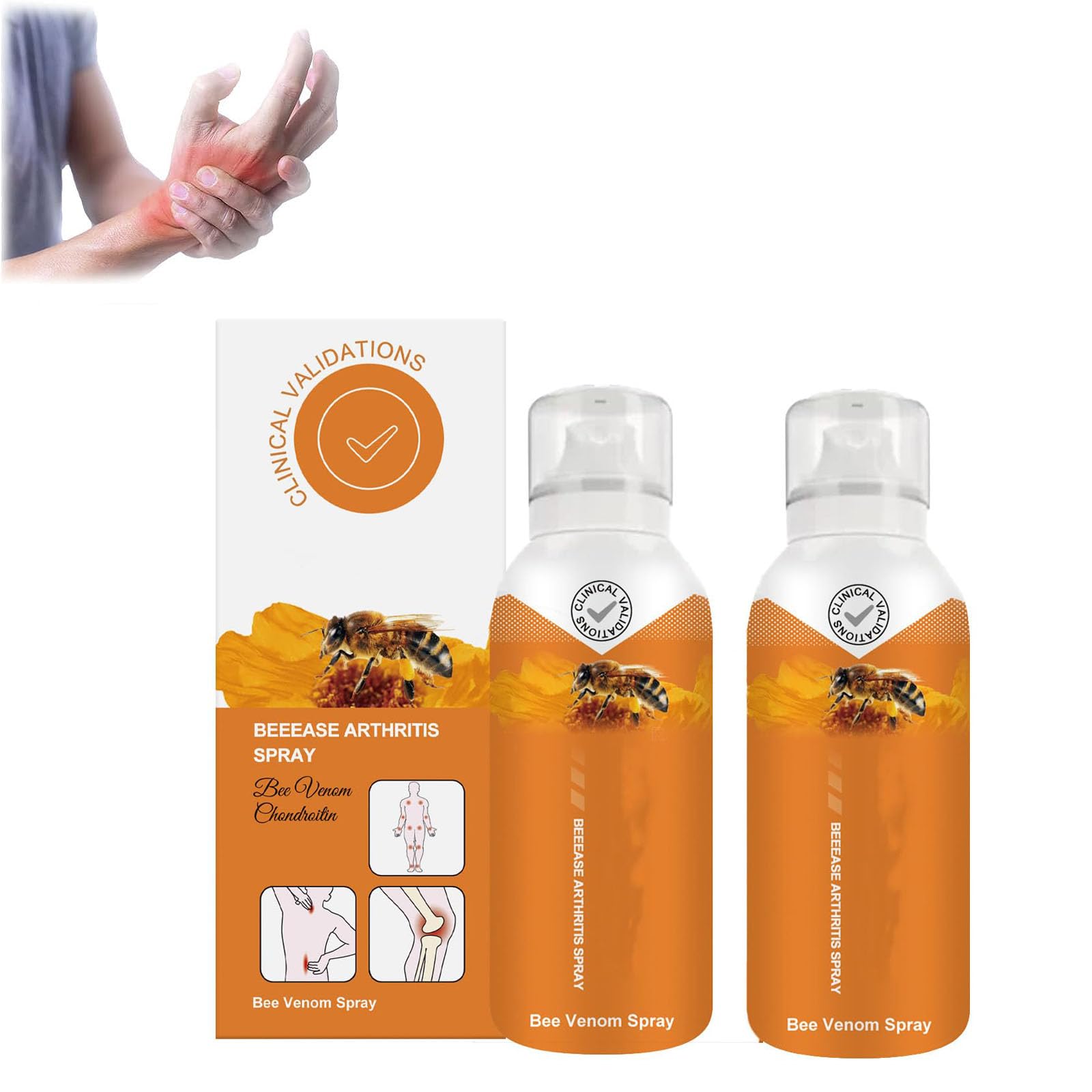 GIONAR Body Therapy Bee Venom Joint & Bone Therapy Spray, Bee Venom Joint & Bone Therapy Spray, Bee Venom Gel Joint And Bone Therapy Spray, Bee Venom Gel (2pcs)