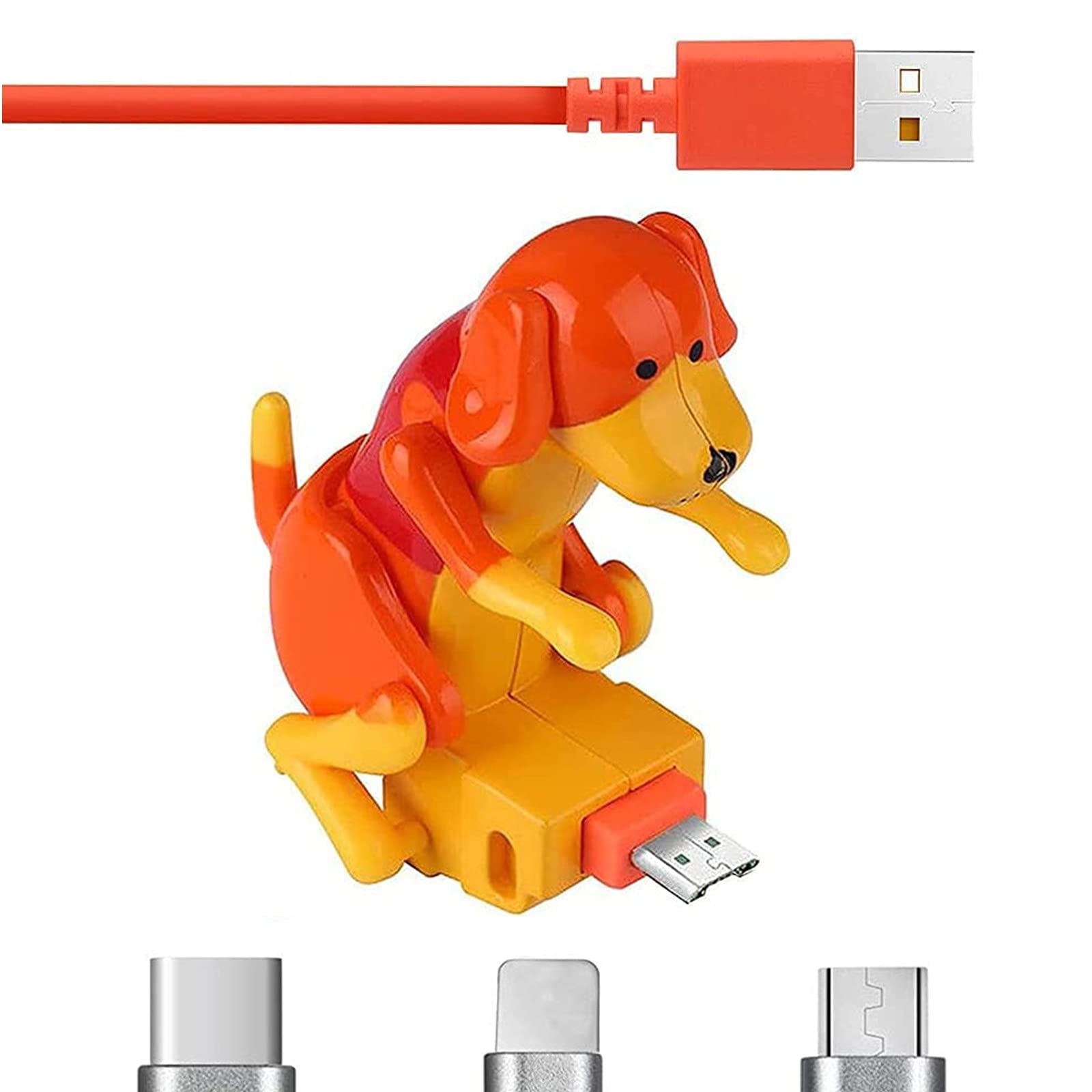 AWMSKONG Funny Dog Fast Charger Cable,Portable Stray Dog Charging Cable,Dog Toy Smartphone USB Cable Charger,for iPhone Android Type-C Various Models Phones. (Orange, Type-C)