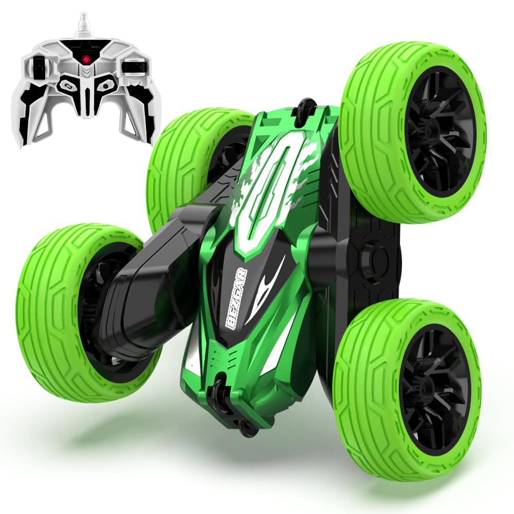 BEZGAR Remote Control Car - Upgraded Dual-Motor RC Cars for Kids with USB Direct Charging Port, 2.4GHz All Terrain Double-Sided Driving 360° Flips Rotating Stunt Car, Boy Toys Christmas Birthday Gifts