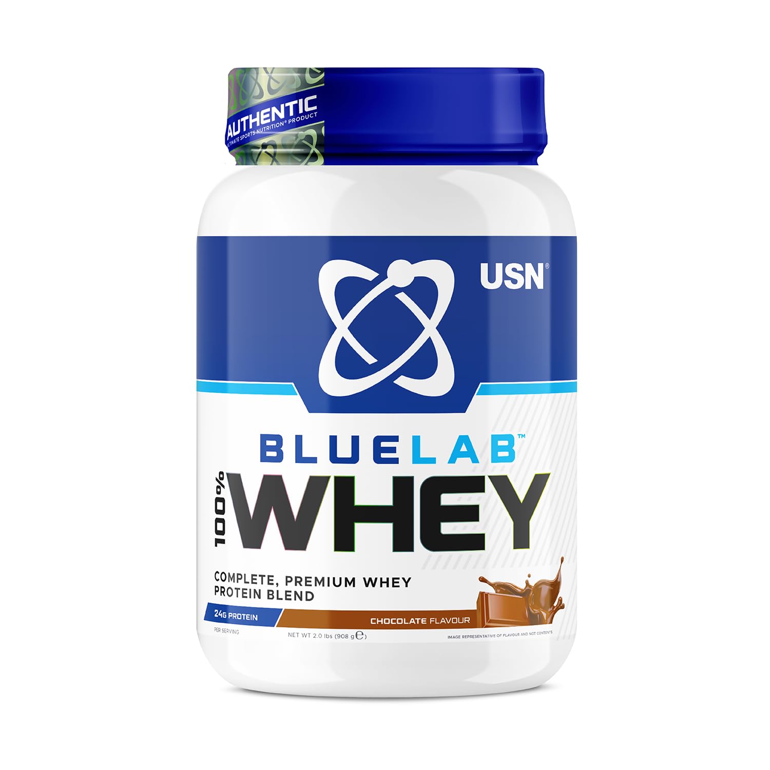 USNBlue Lab Whey Protein Powder: Chocolate - Whey Protein 2kg - Post-Workout - Whey Isolate - Muscle Building Powder Supplement With Added BCAAs