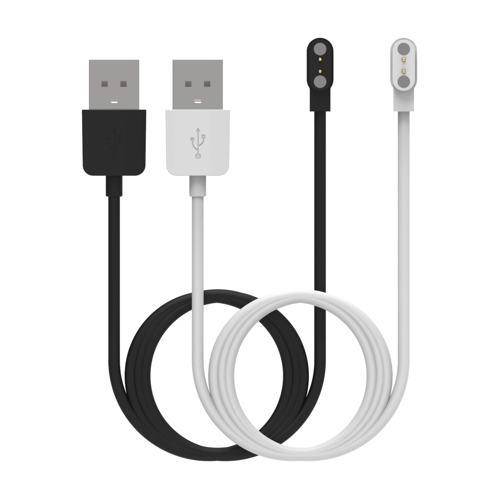 Charger Cable Intended for ID208 Plus Smart Watch Charger Compatible with WMK, aeac ID208 Plus, Quican ID208 Plus Replacement Charger USB Portable Flexible Magnetic Charging Cord Cable (Black&White)