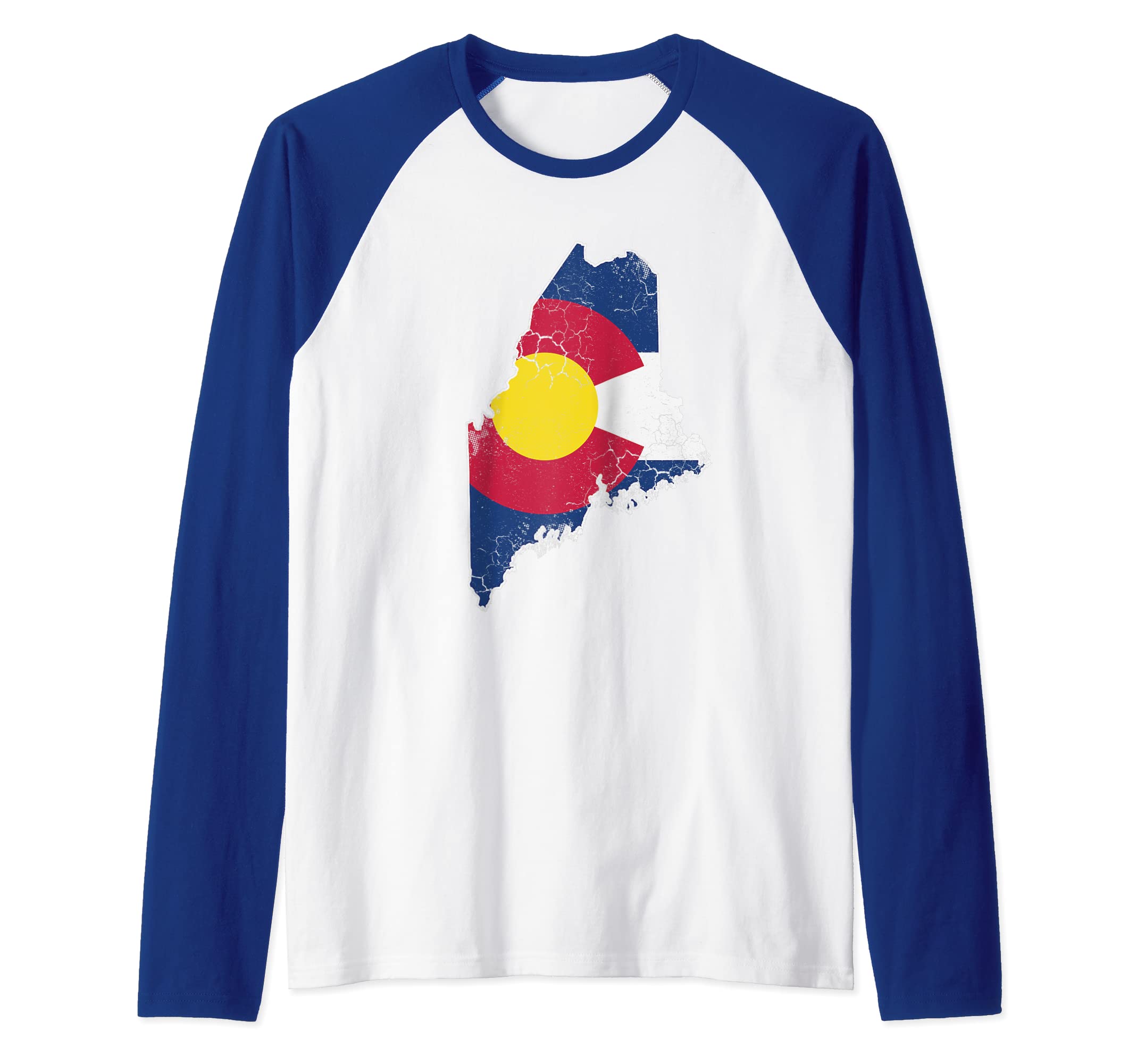 Colorado Flag Maine Transplant Home Raglan Baseball Tee