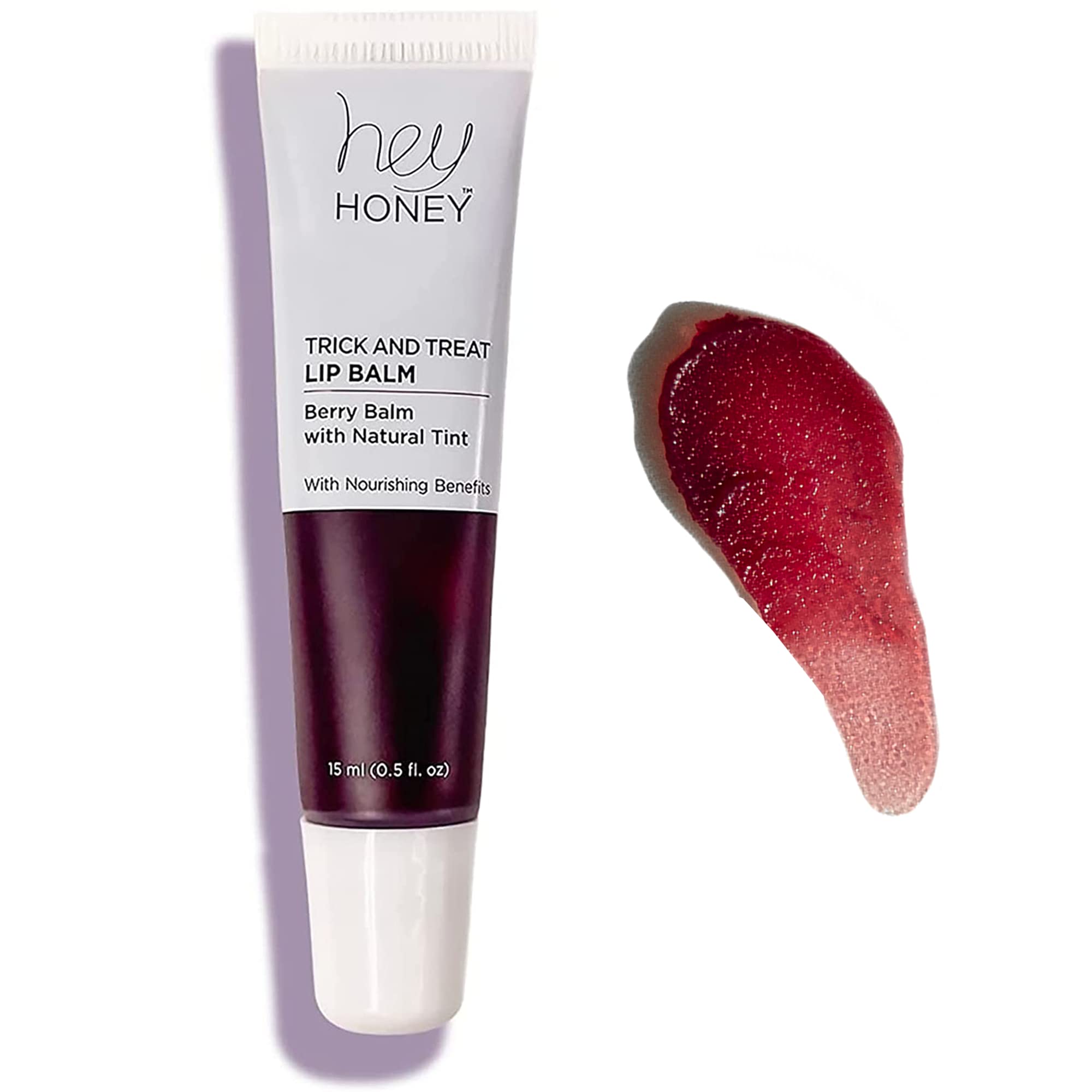 Hey HoneySkincare Trick and Treat Honey Berry Plumping Lip Balm | 2 In 1 Natural Tint with Hydrating & Moisturizing Properties | Targeting Your Lips Area Wrinkles | 0.5 oz (Honey Berry)