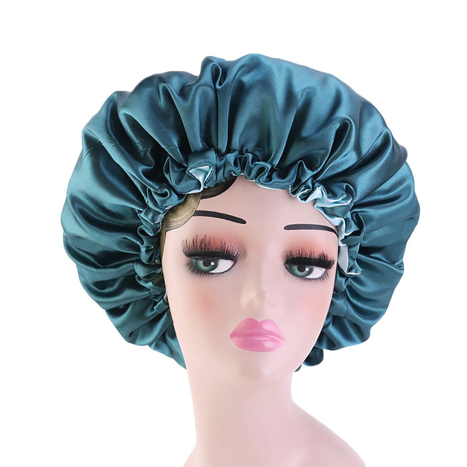 ULHYCDouble Sided Hair Cover Bonnet, Reversible Satin Bonnet Hair Caps Double Layer Adjustable Sleeping Night Cap Head Cover Hat for Hair Care