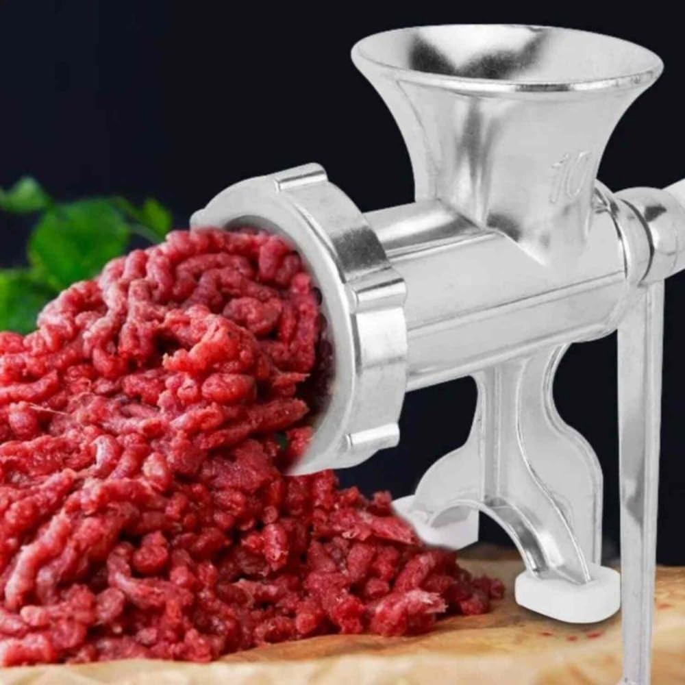 KNPAluminum Alloy Manual Meat Grinder Silver. The Feed Hole Is Large Enough To Add More Meat, Which Is The Best Choice For Home Or Commercial Use (NO. 8)