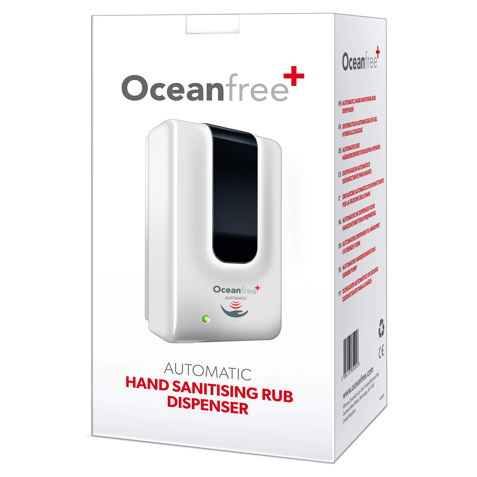 Automatic Touch Free Hand Sanitiser Dispenser Spray Wall Mounted by Ocean Free (Single) - 1L of Hand Sanitizer Included