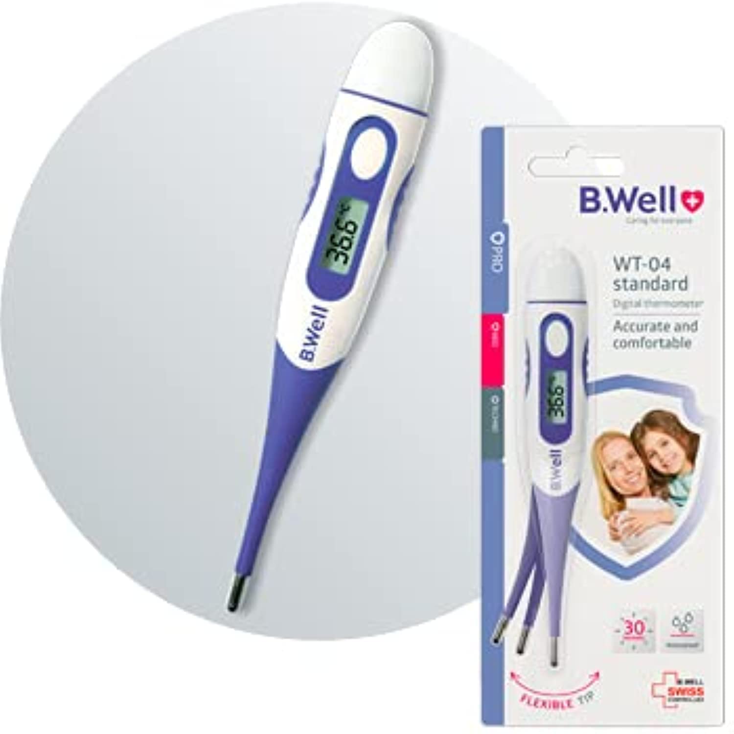 B.Well WT-04 Standard Digital Thermometer Flexible-Tip Waterproof Celsius & Fahrenheit