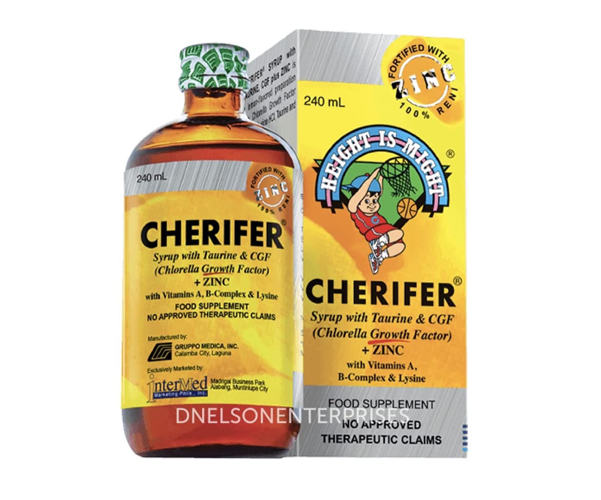 Cherifer Syrup w/Taurine, CGF (Chlorella Growth Factor) and Zinc, 240ml