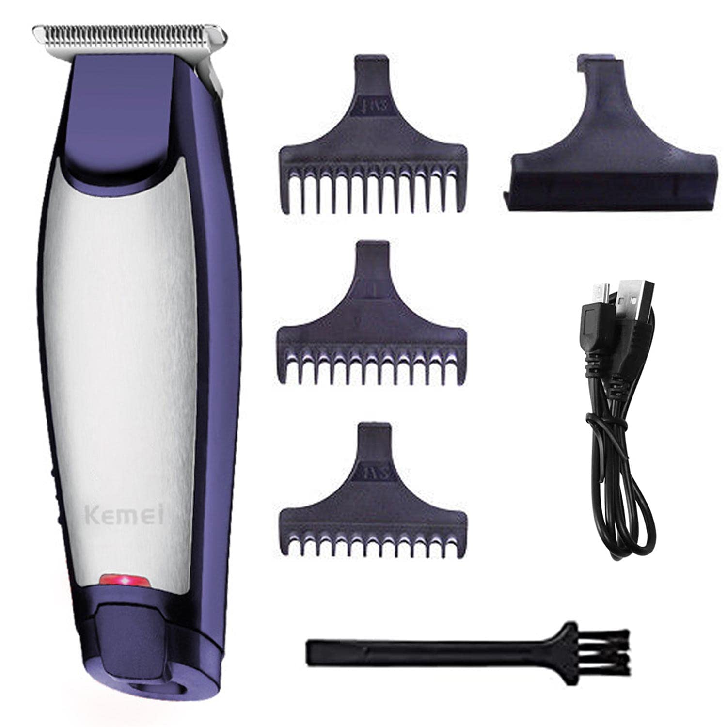 KEMEIMen's Self-Cut Hair Trimmer Waterproof Cordless Rechargeable Hair Cutting Clippers Groomer with Stainless Steel