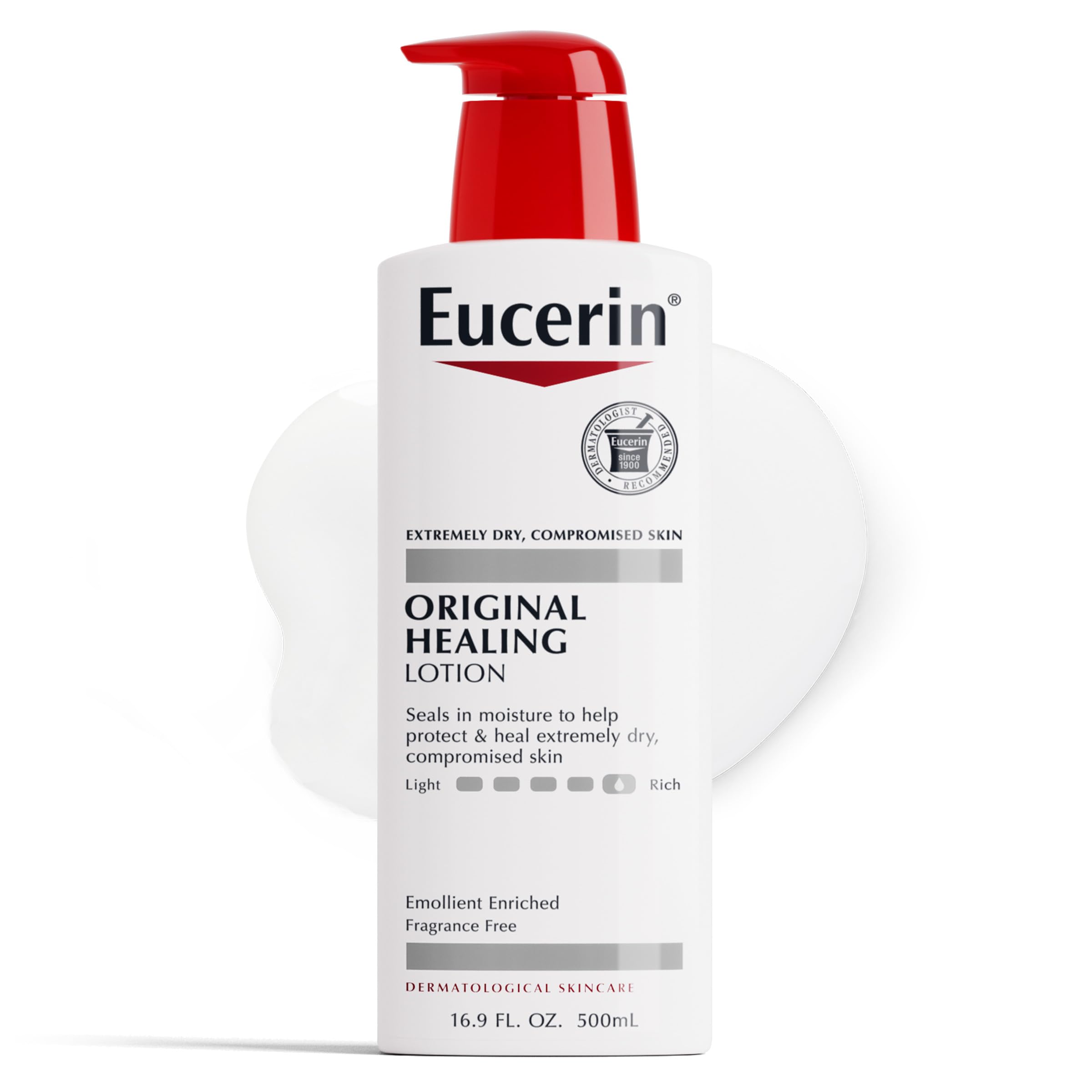 EucerinOriginal Healing Rich Body Lotion for Extremely Dry, Compromised Skin, Emollient Enriched Body Moisturizer, 16.9 Fl Oz Bottle