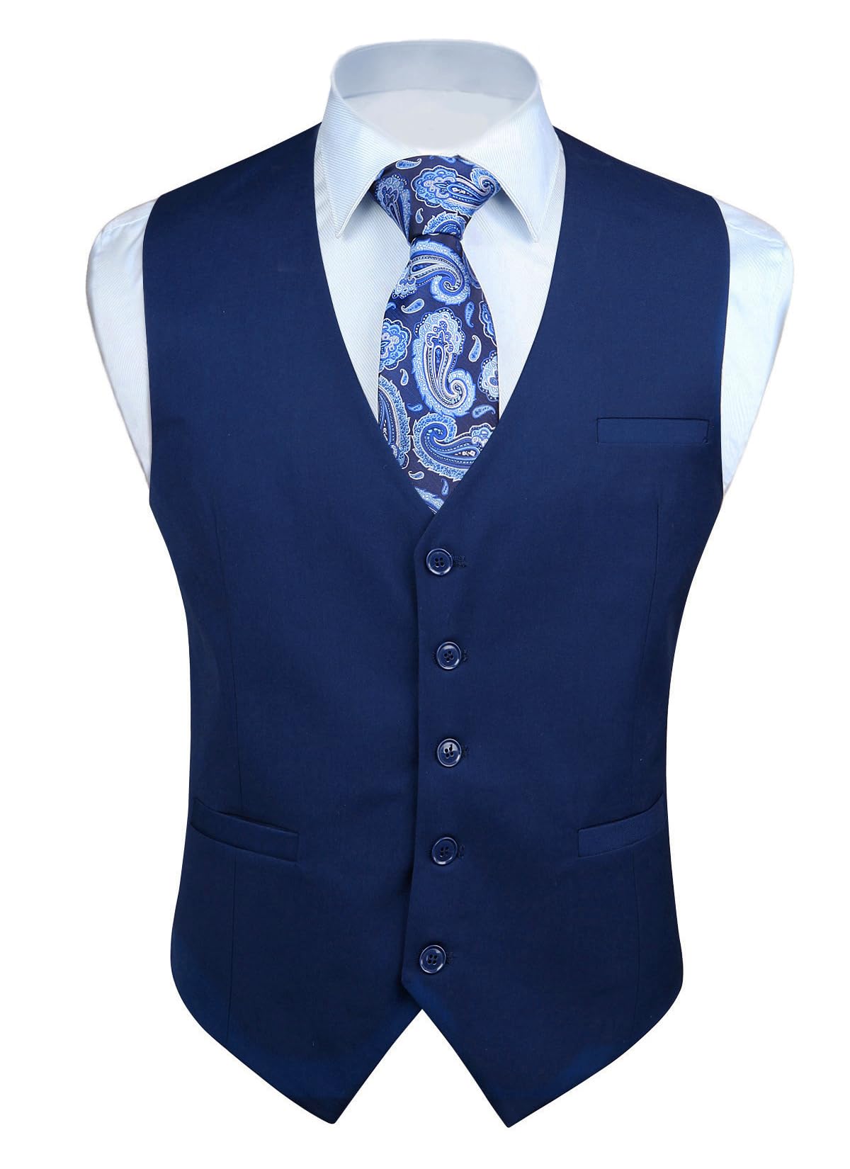 EnlisionWaistcoat for Men Formal Plain Waistcoats Wedding Solid Colour Tuxedo Waistcoat Business Suit Vest with Pockets XS-4XL