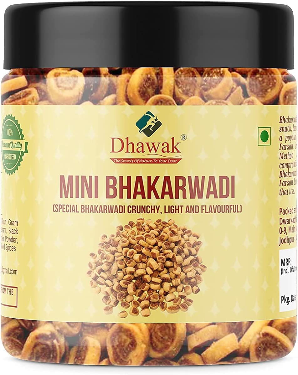 AOZA Dhawak Gujrati Mini Bhakarwadi 200 GMS (Crunchy and Tasty) Jar Pack