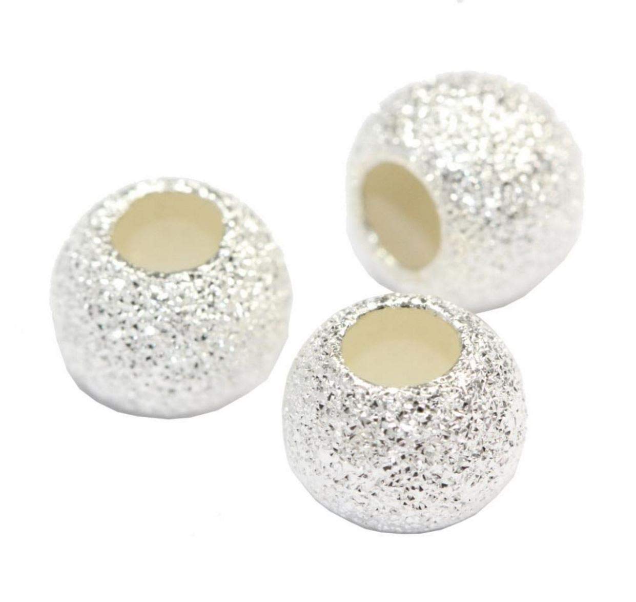 20pcs Sterling Silver 4mm (0.16 Inch) Small Stardust Round Spacer Beads (Hole ~2mm) for Jewelry Craft Making Findings SS144