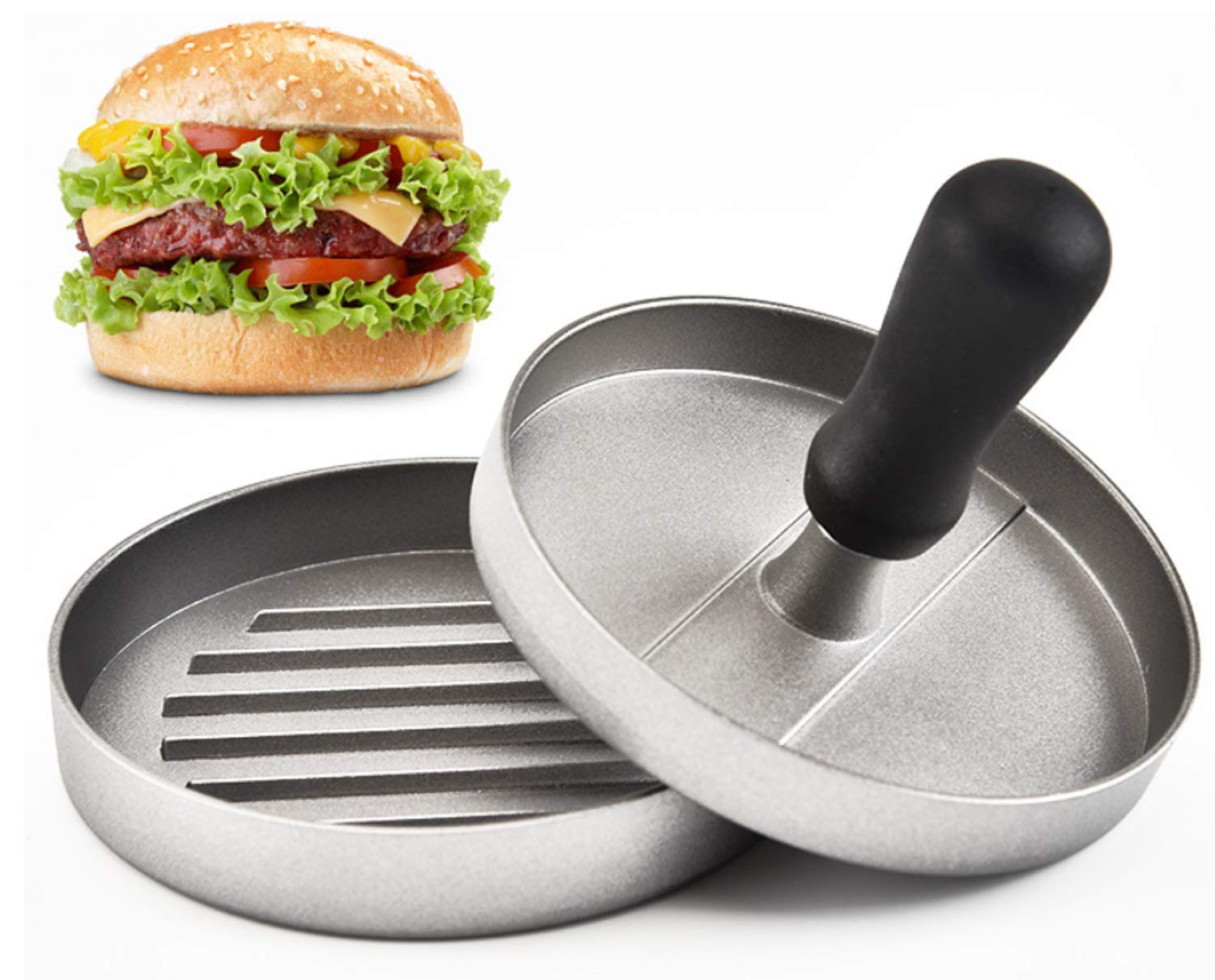 Nyganmelloz Best Burger Press — Aluminum Hamburger Patty Maker for Stuffed Burgers—Quality BBQ Grilling Accessories (Single)