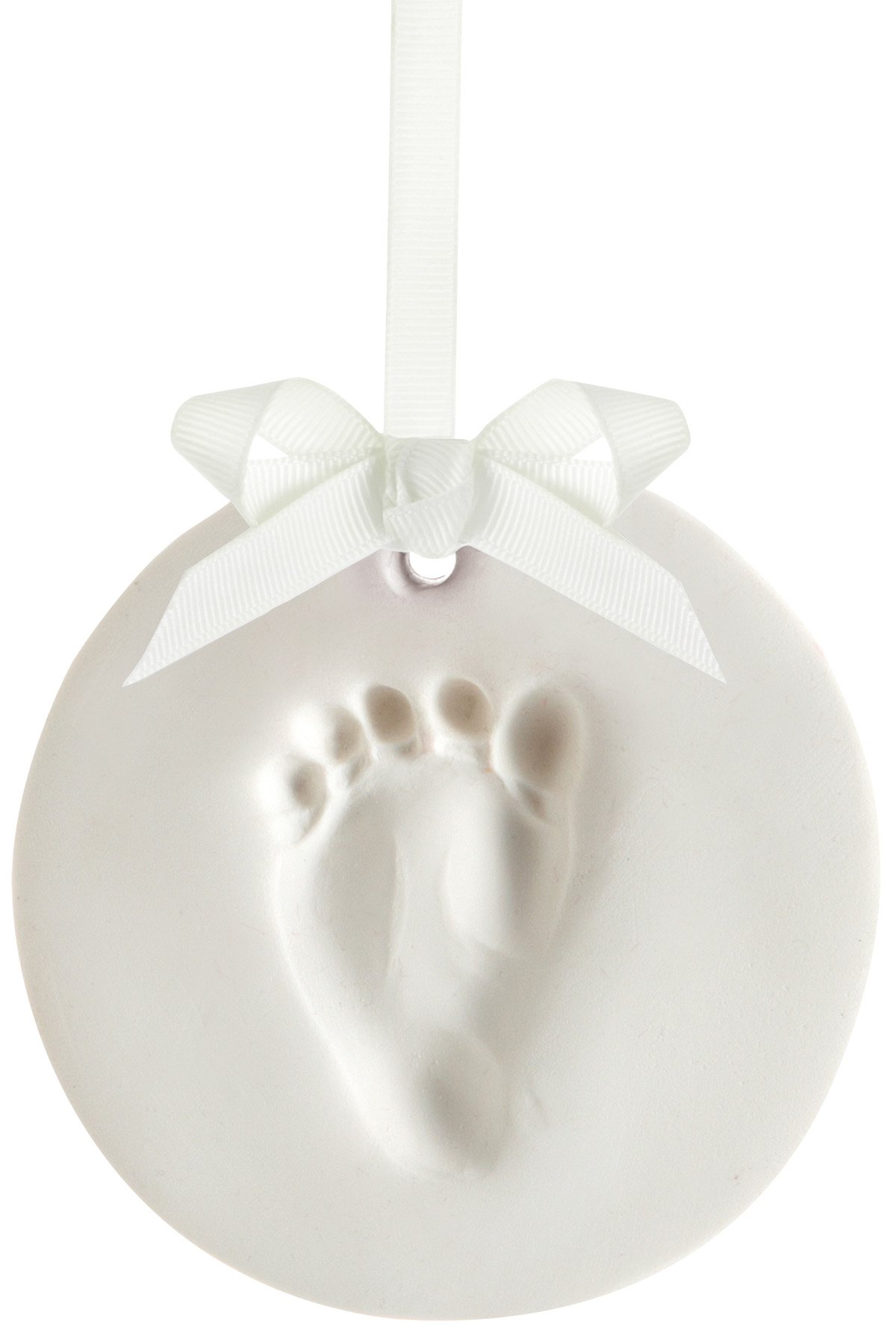 Tiny Ideas DIY No Mess Hanging Christmas Ornament Keepsake Kit, Baby Hand and Footprint Keepsake, Classic Nursery Decor, Ideal Gender Neutral Gift, Baby's First Christmas, White