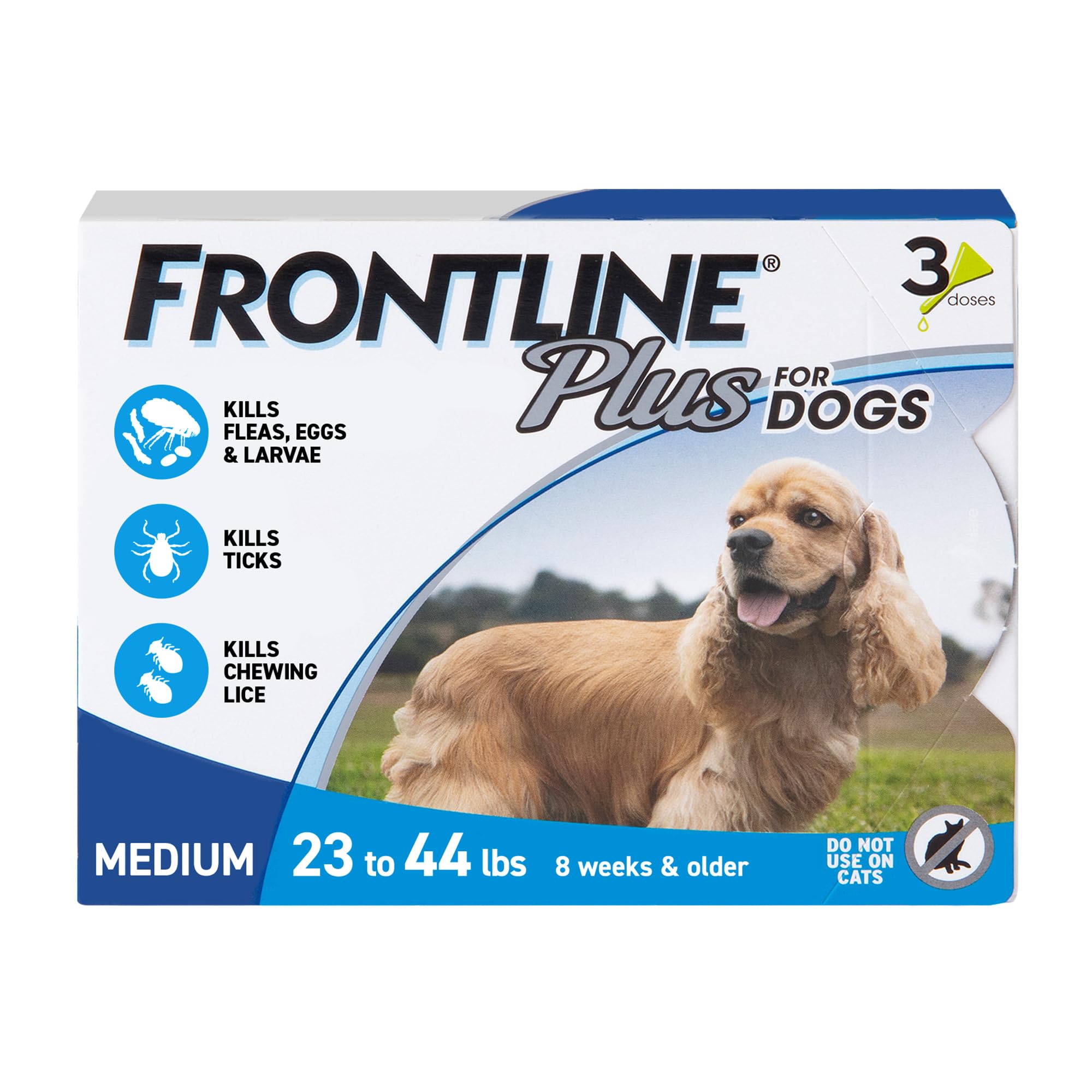 Frontline Plus Flea and Tick Treatment for Medium Dogs Up to 23 to 44 lbs. 3 Treatments