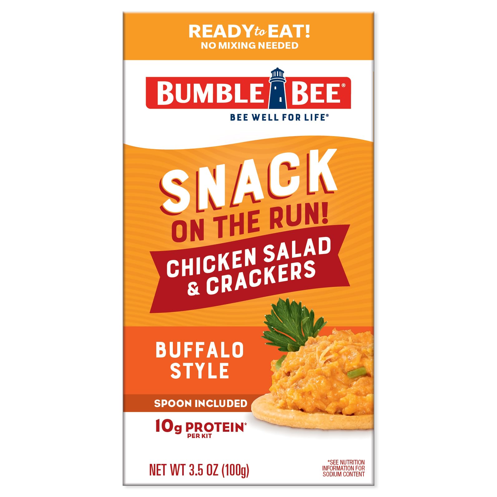 Bumble Bee Snack On The Run Buffalo Chicken Salad with Crackers Kit, 3.5 oz (Pack of 12) - Ready to Eat, Spoon Included - Shelf Stable & Convenient Protein Snack