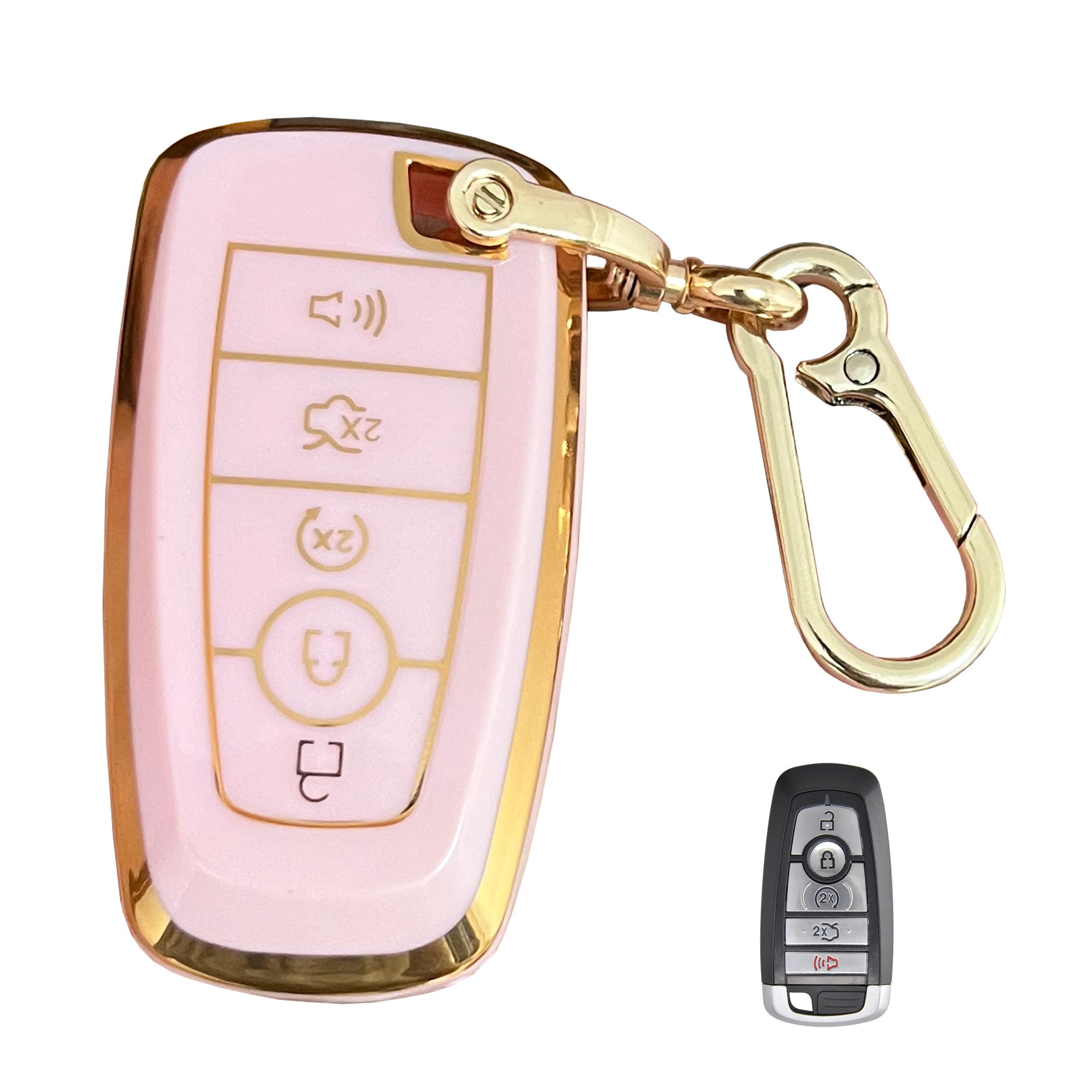 Keyless Entry Remote for Ford Key Fob Cover Protective Shell Fits for Ford Edge Escape Expedition Explorer Fusion Mustang Ranger F-150 F-250 (5-Button-Pink)