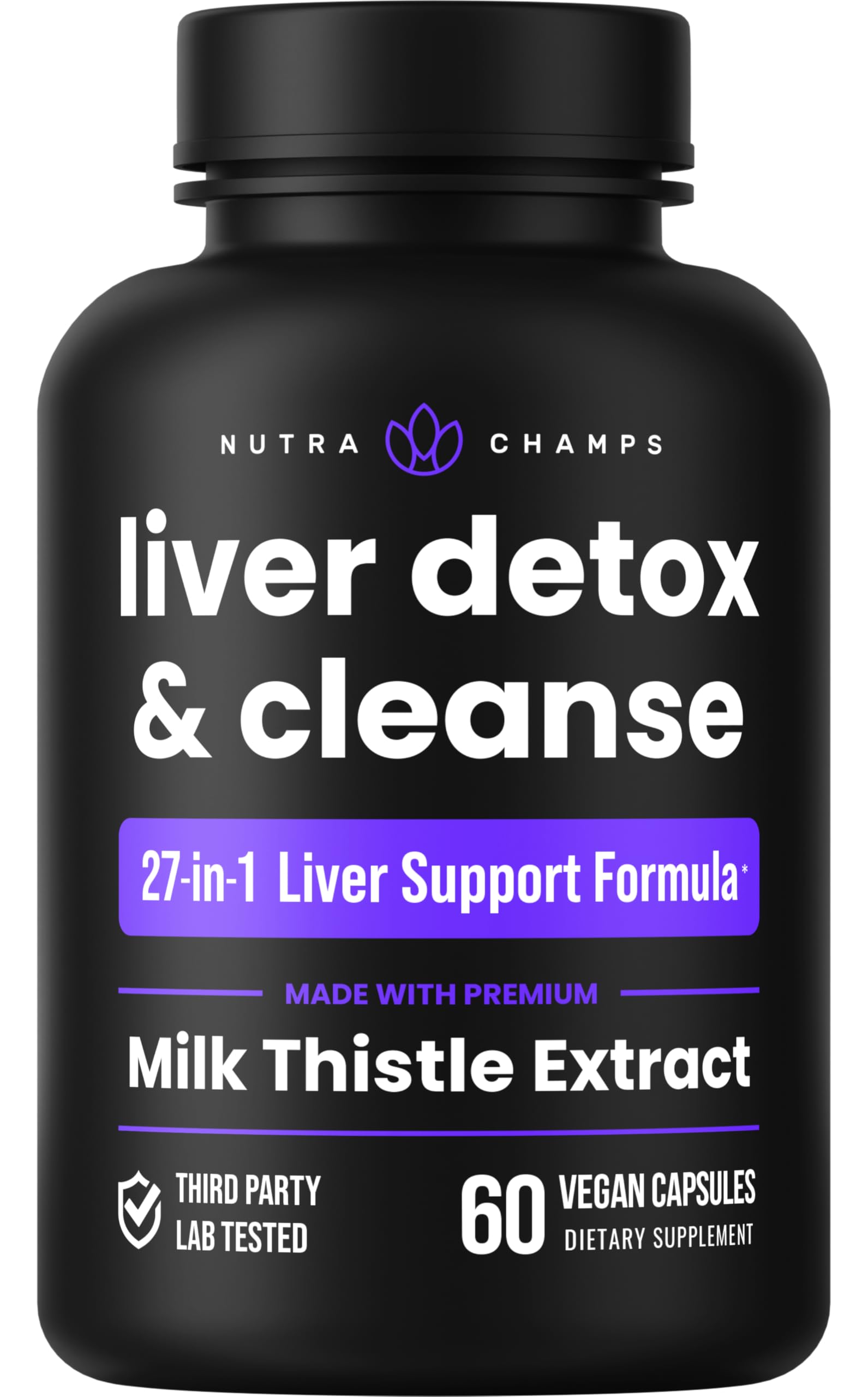 Liver Cleanse Detox & Repair Formula | 25+ Herbs: Milk Thistle Extract with Silymarin, Artichoke, Dandelion, Chicory Root Powder & More! | Premium Liver Support Pills Supplement, 60 Capsules