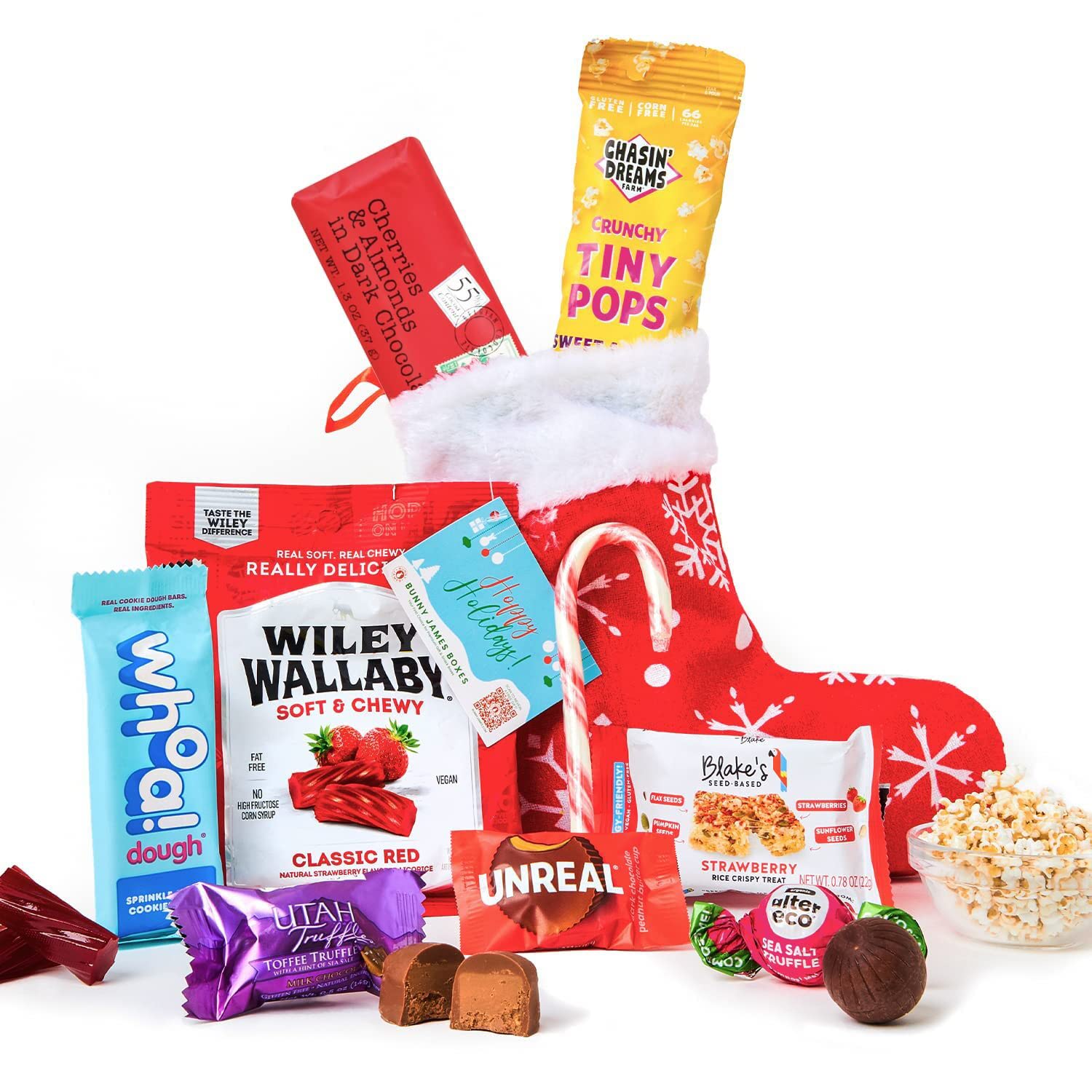 Healthy Prefilled Christmas Stockings: Stuffed Stockings Assortment of Snacks, Candy and Christmas Treats for Men, Women, Adults and Kids - Healthy Holiday Food Snacking Gift