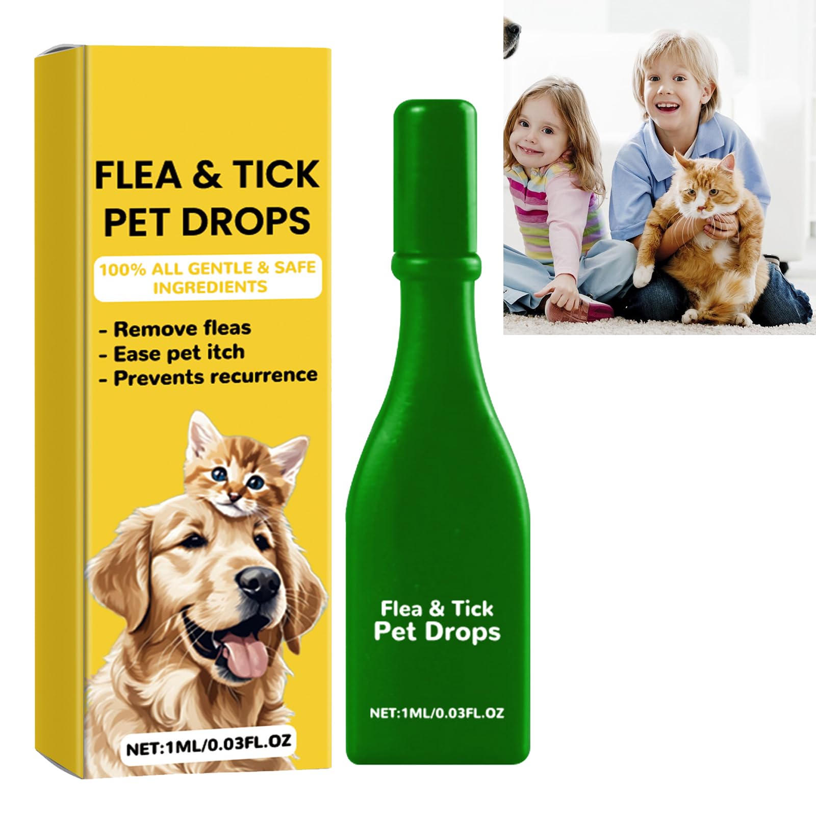 KOAHDE Flea and Tick Prevention for Dogs,Natural Flea Treatment for Dogs,Quick Acting Flea Treatment,Care for Flea and Tick Drop for Dogs and Cats,Dogs and Cats Quick Acting Flea,1ML