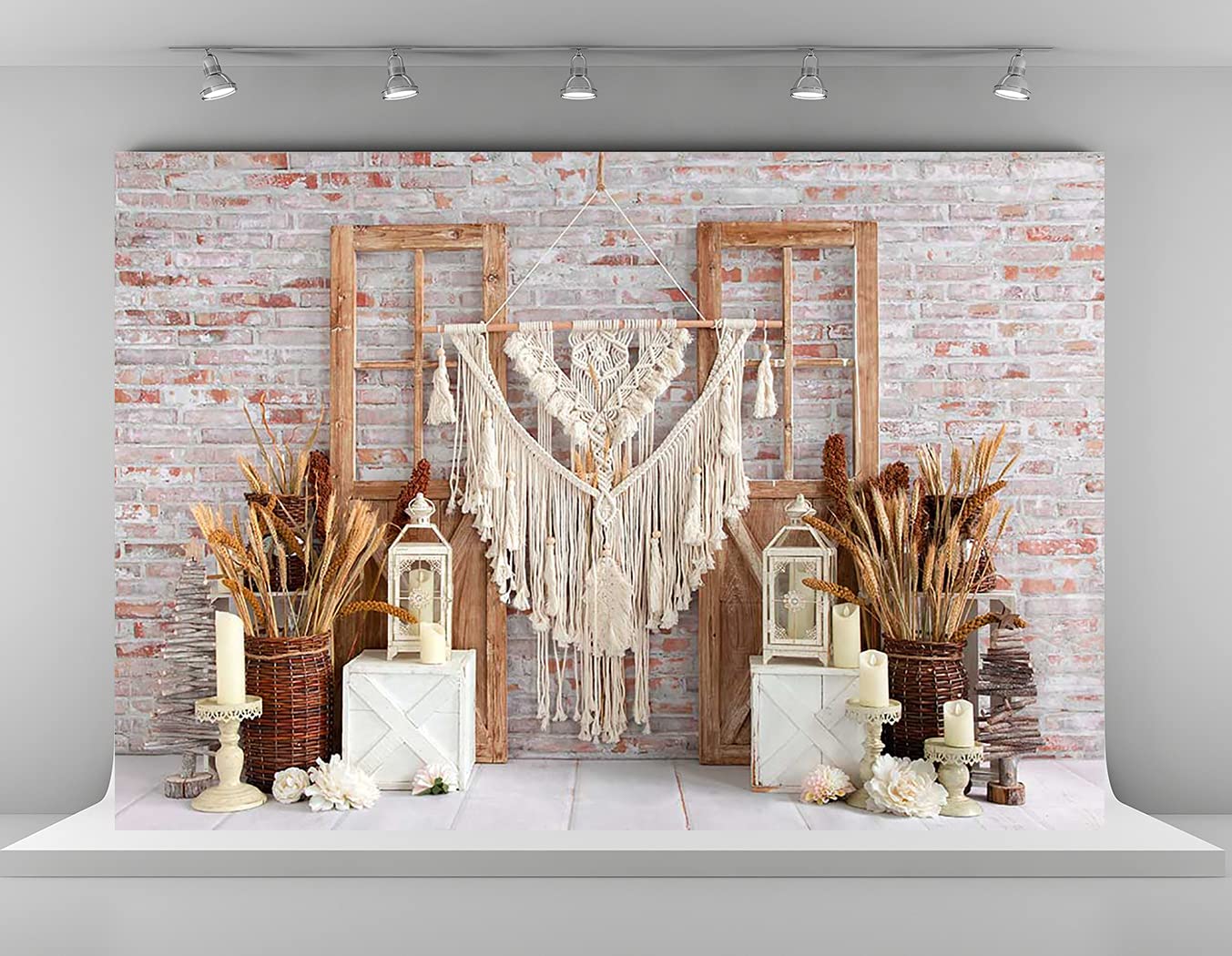 Kate 7x5ft Summer Bohemian Backdrops for Photoshoot Dream Catchers Photo Background Rustic Brick Wall Backgrounds Microfiber House Wallpaper Backdrop