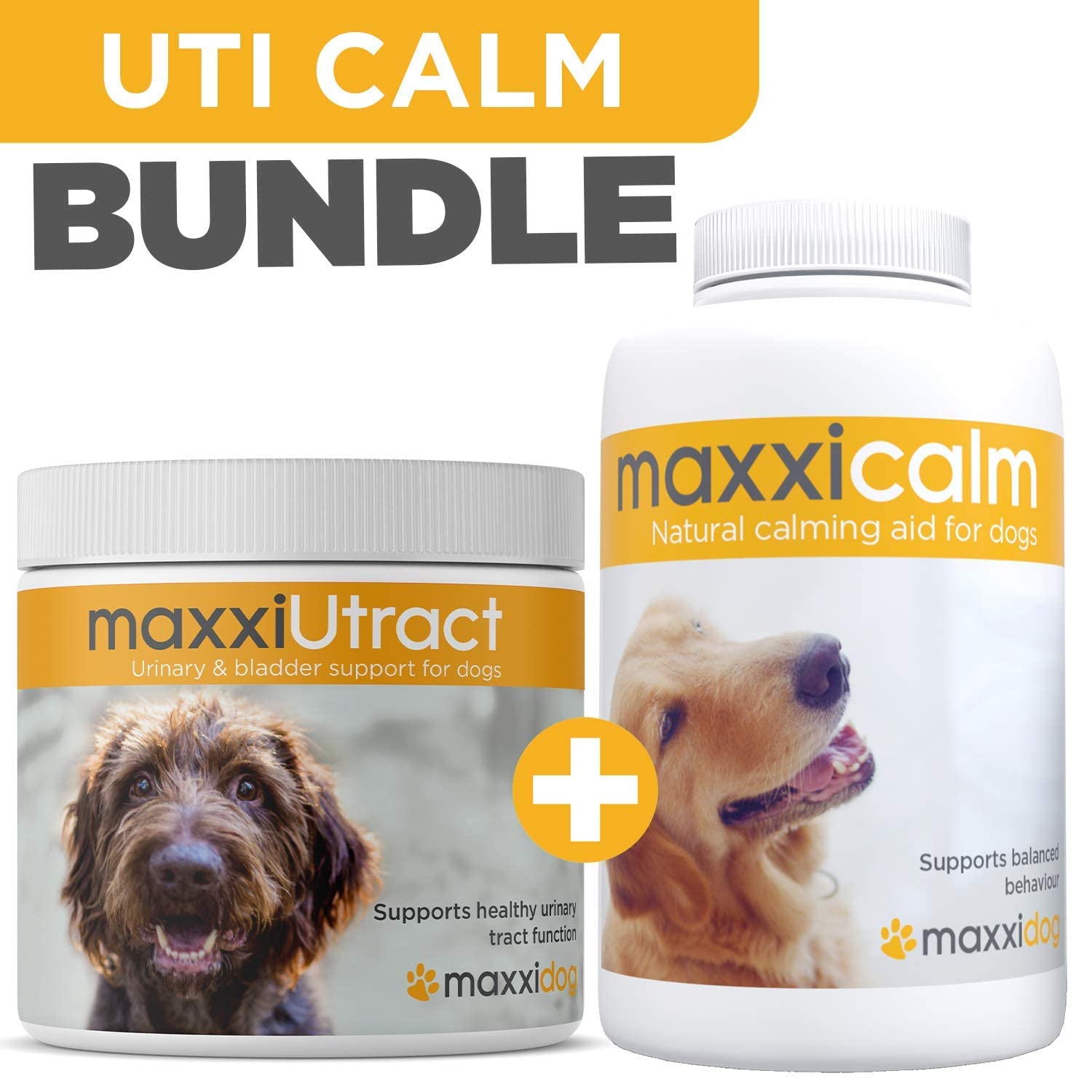 maxxipaws UTI Calm Bundle – maxxiUtract Urinary and Bladder Support for Dogs & maxxicalm Canine Calming Supplement