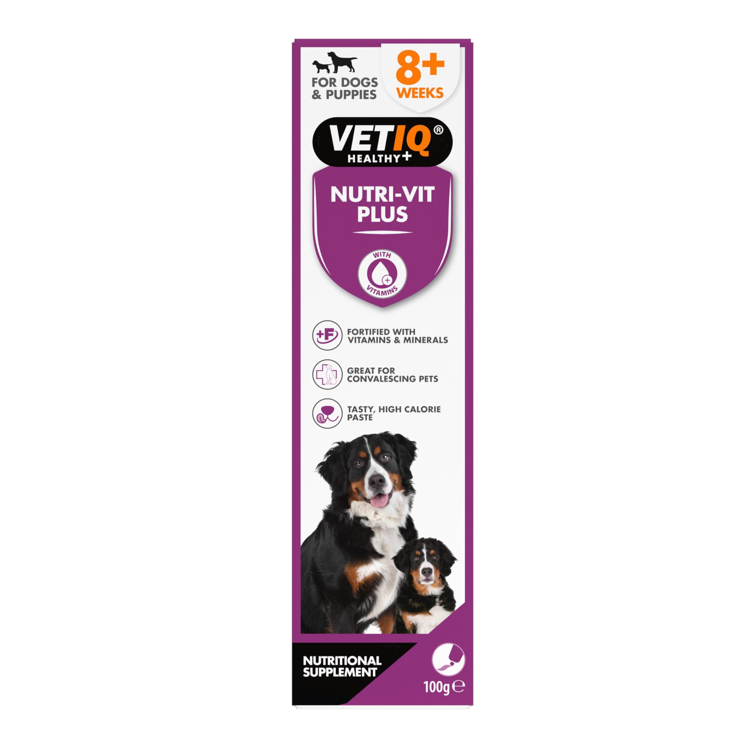 VETIQ Nutri-Vit Plus Vitamin Supplement Paste For Dogs & Puppies, Helps to Provide Extra Energy & Nutrition For Poor Eaters And Support When Off Their Food, 100 g