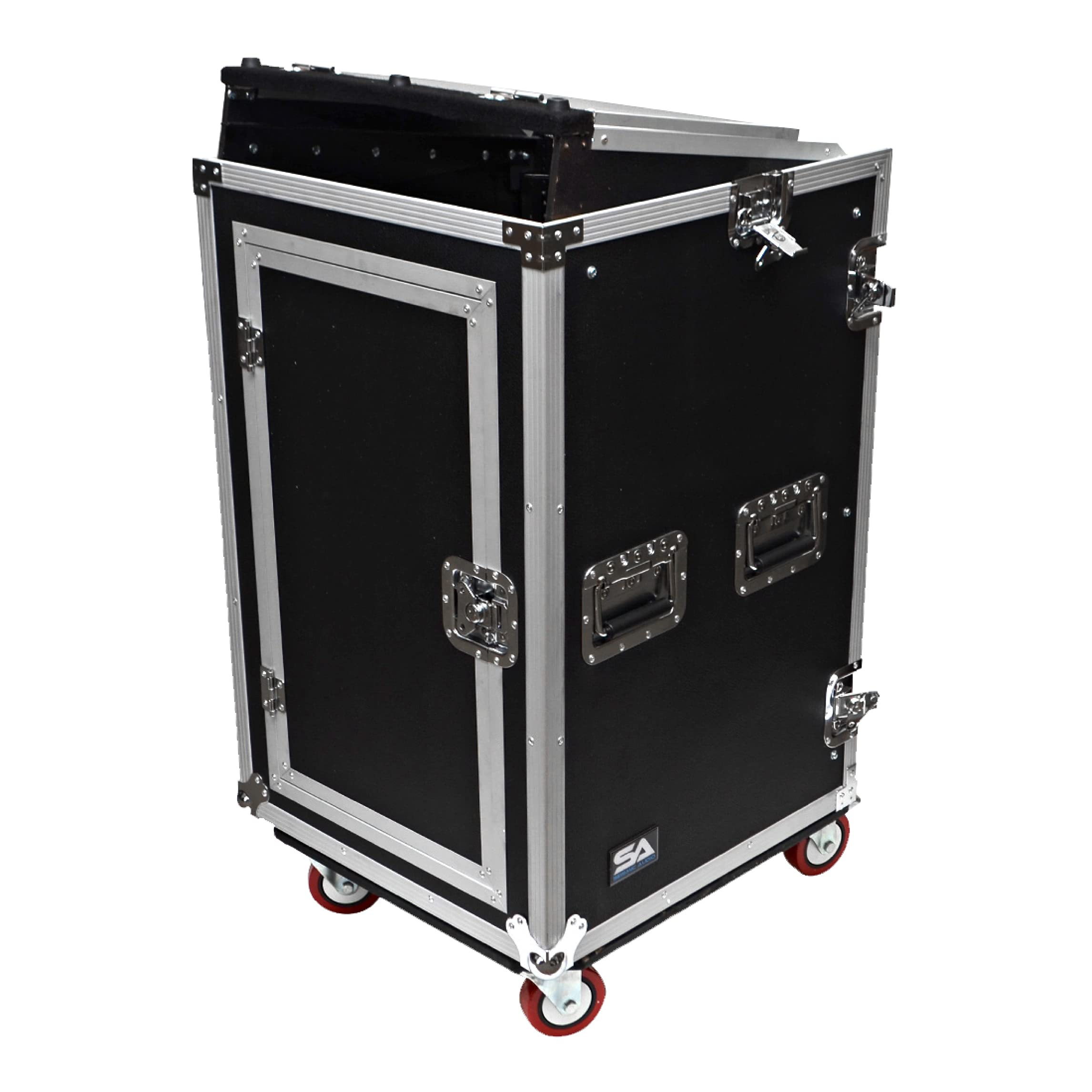 Seismic Audio Speakers 12 Space Rack Case with Slant Mixer Top and Casters, PA/DJ Pro Audio Road Case