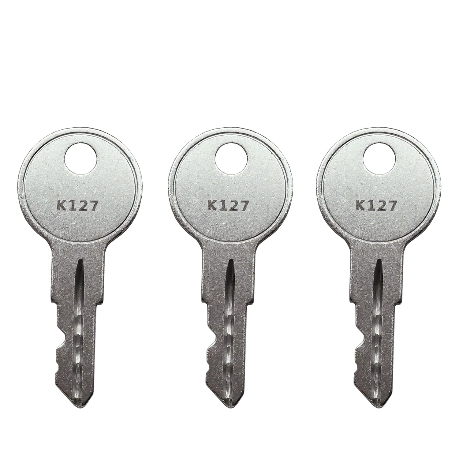 (3) K121-K173 Keys for Bauer T-Handle, Camper Toppers, Truck Caps, Camper Shells, RV Storage Cabinet Door Keys (K127)