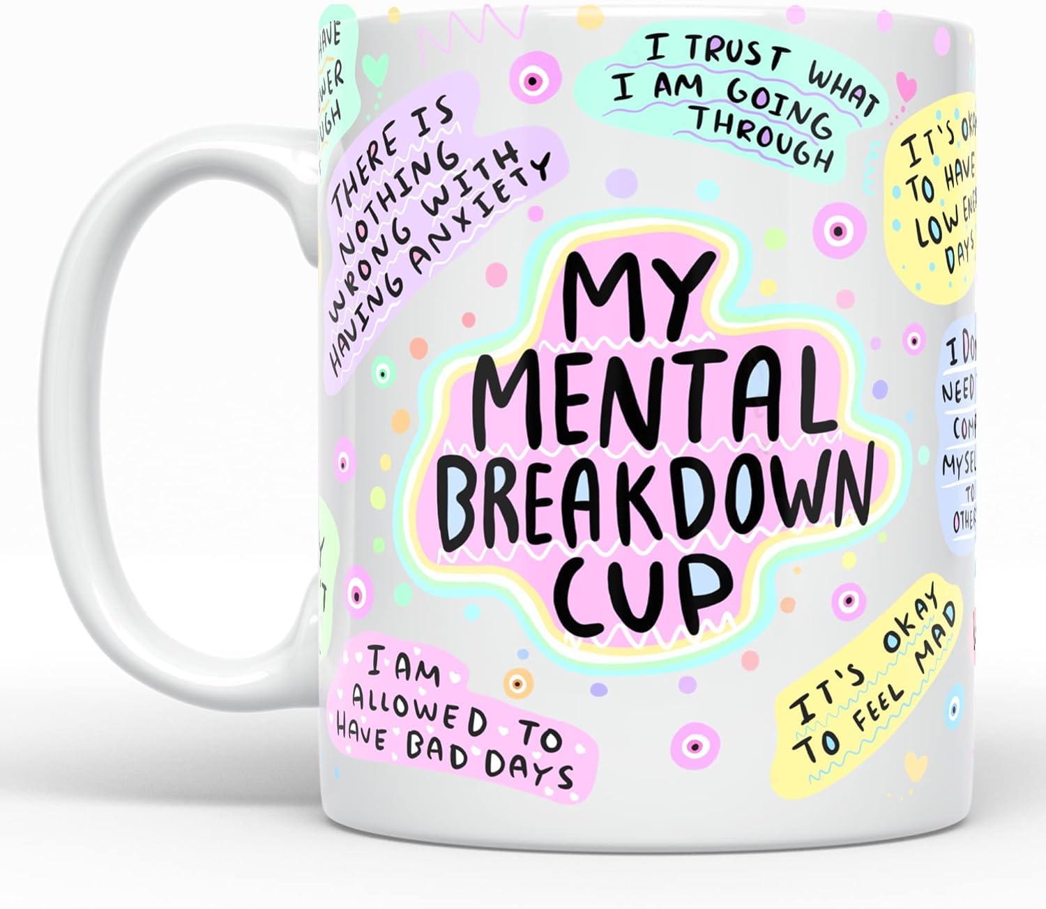 PRINTSHOP4MESelf-Care Coffee Mug for Women - Start Your Day with Inspiration - 11 Oz Motivational Mug with Daily Affirmations - Novelty Gift for Mental Health Awareness (White Handle)