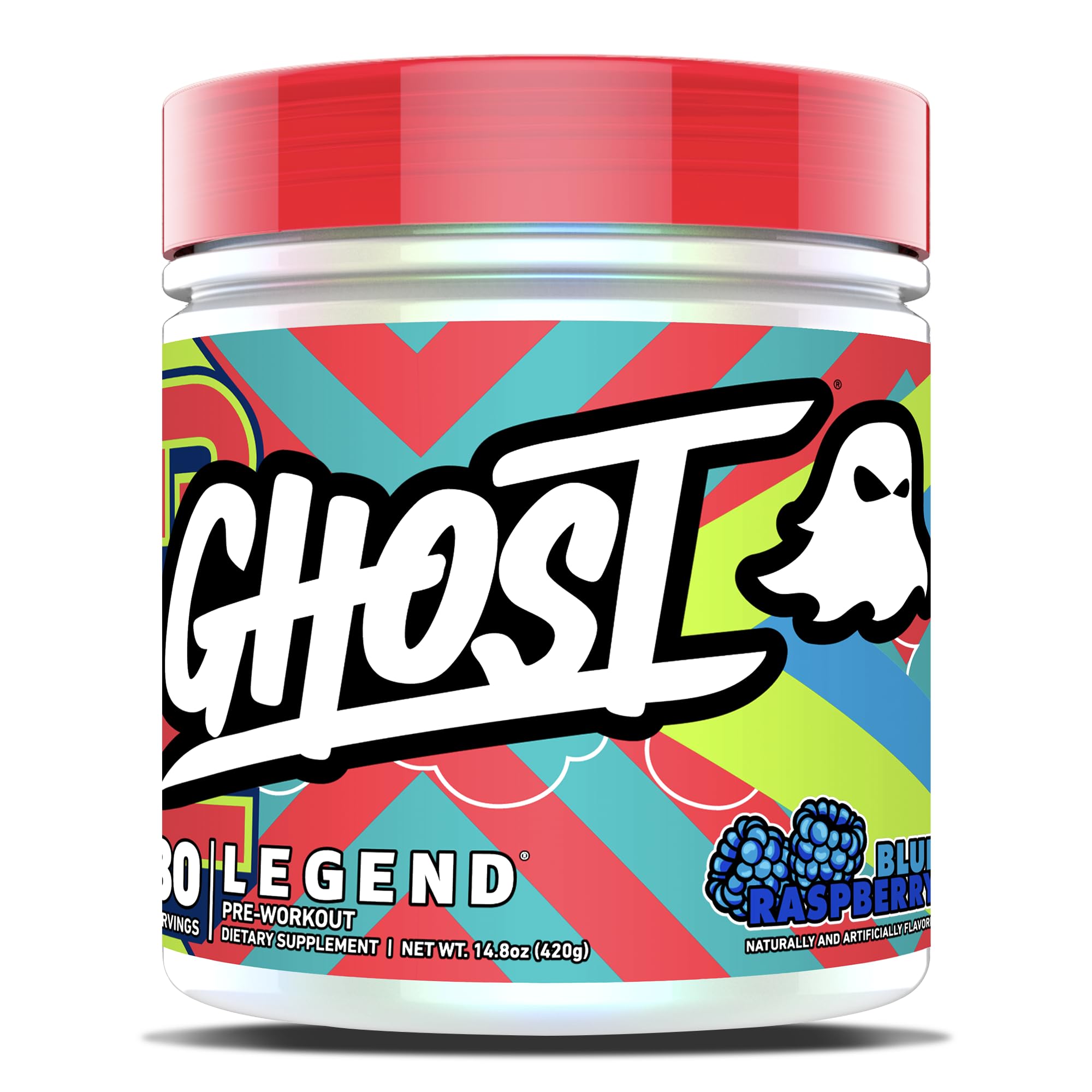 GHOST Legend V3 Pre-Workout Energy Powder- 30 Servings, BLUE RASPBERRY - Caffeine, L-Citrulline, & Beta Alanine Blend for Energy Focus & Pumps - Free of Soy, Sugar & Gluten, Vegan