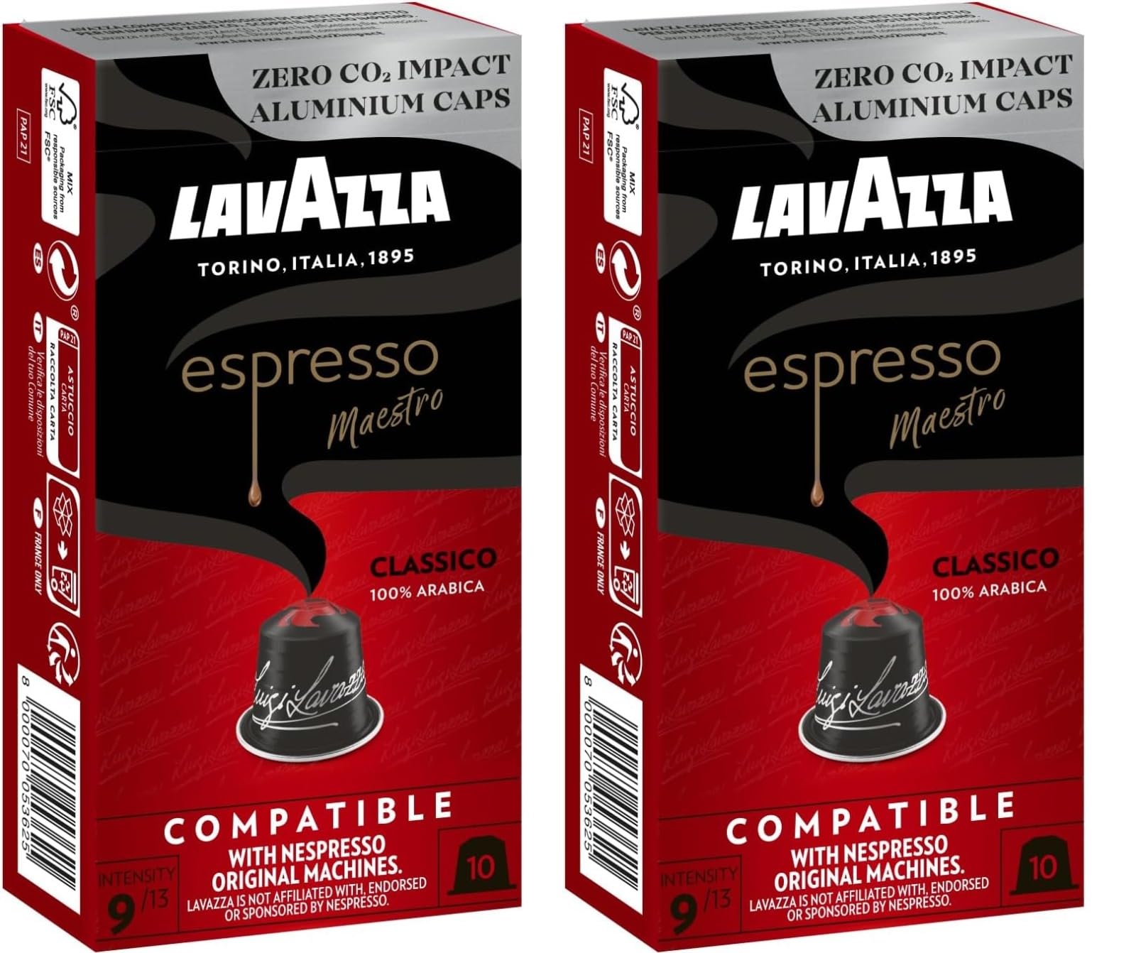 Lavazzaa Coffee Capsules Pack of 2 (8 Flavors) Qualità Oro, Rossa, Crema e Gusto, Espresso Maestro, Ristretto, Classico, Dek Decaffeinated, Espresso Lungo (57 g, Espresso Classico)