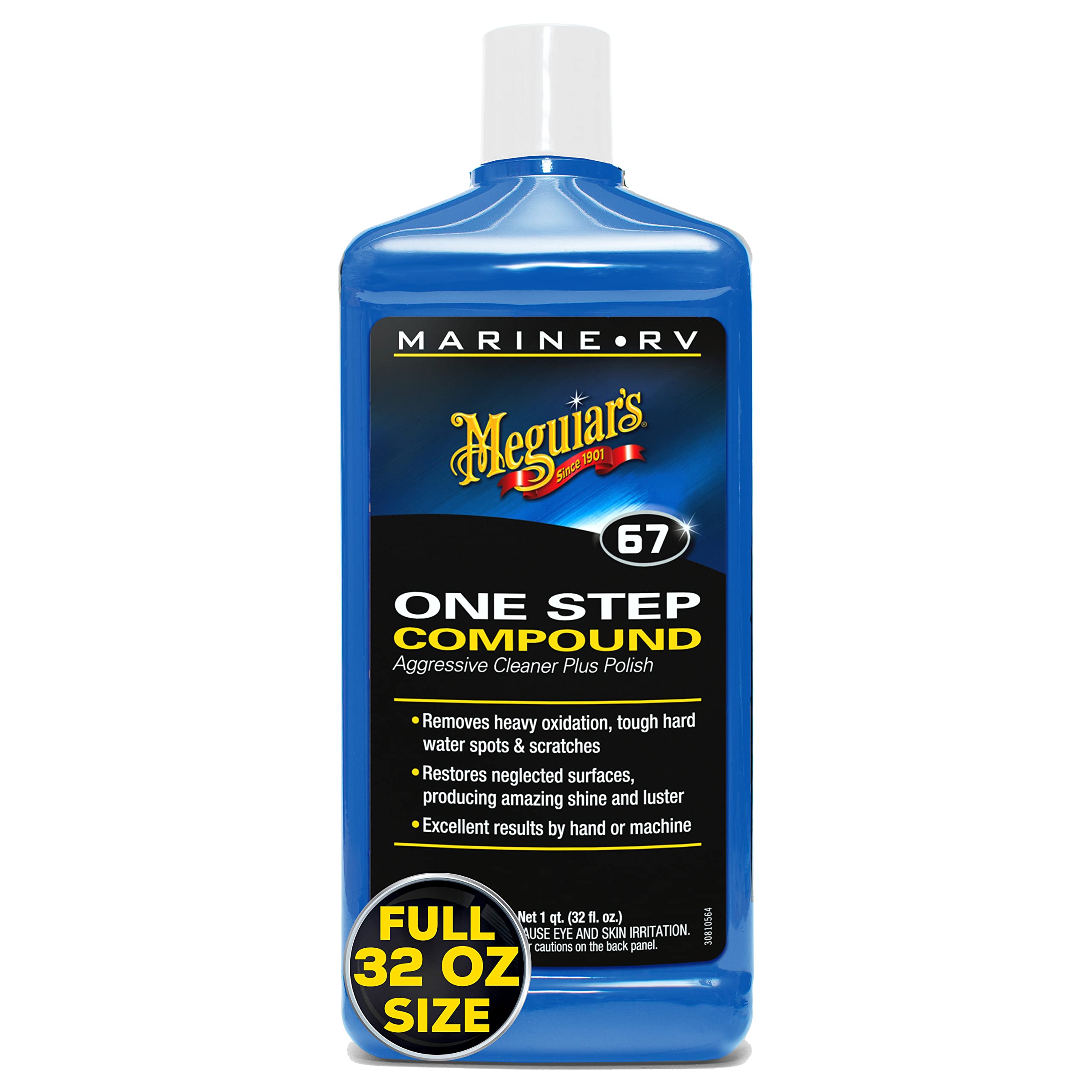 Meguiar's Marine/RV One Step Compound - Marine and RV Restorer That Removes Heavy Oxidation and Scratches While Restoring Gloss - 32 Oz (Packaging May Vary)