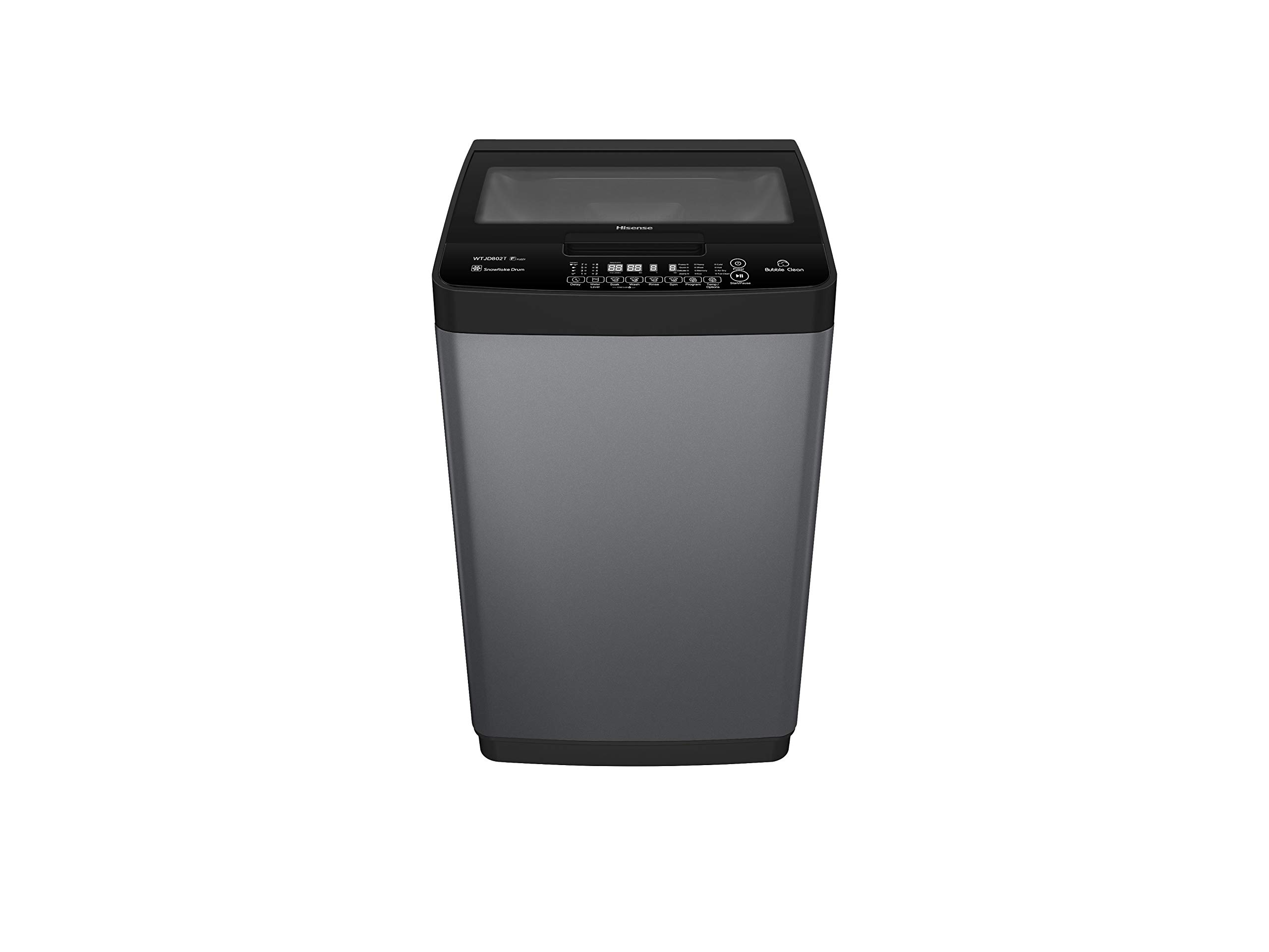 Hisense 8Kg Top load Fully Automatic Washer Titanium GreySilver Model WTJA802T | 1 Year Warranty.