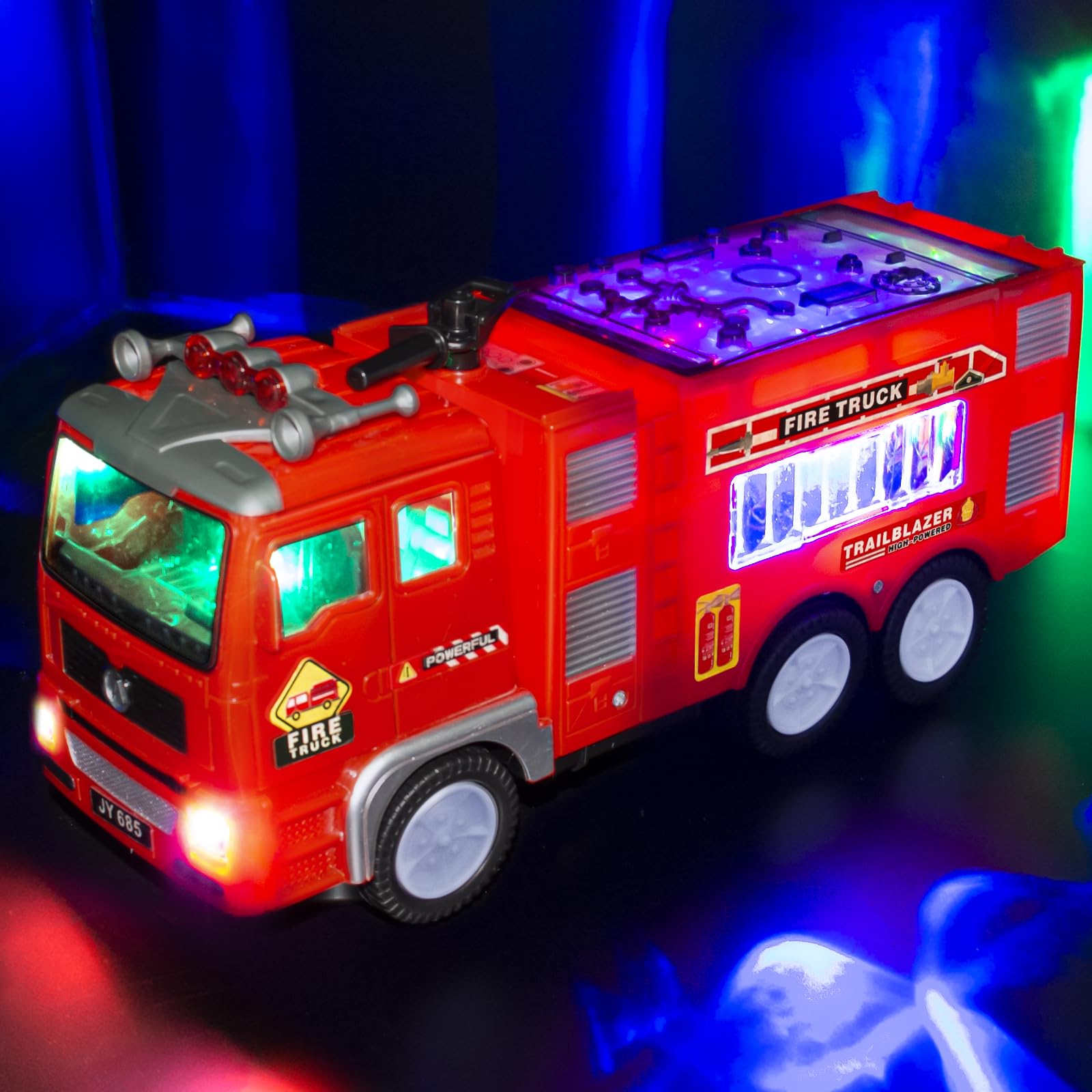 Tcvents Fire Engine Toys, Fire Truck Toys for 3 Years Olds, Built-in Lights and Sounds, 360 Degree Rotating, Suitable for 3 4 5 6 7 8 Years Olds, Birthday Christmas Party Gifts