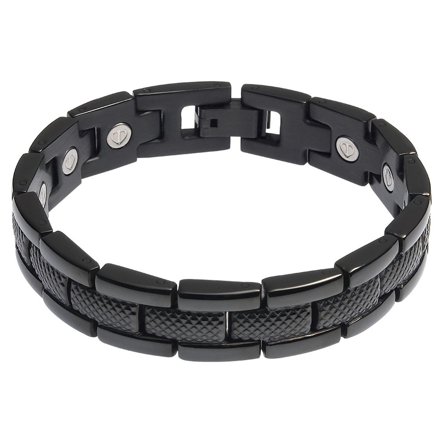 Divoti Rugged Link PVD Black 316L Magnetic Bracelet for Men-75