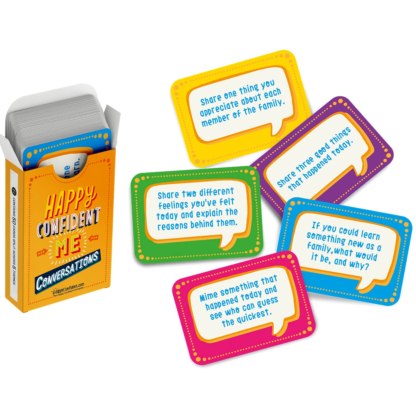 Happy Confident MeConversations Cards - Cards for the whole family to find new ways to talk, share, and discover more about each other.