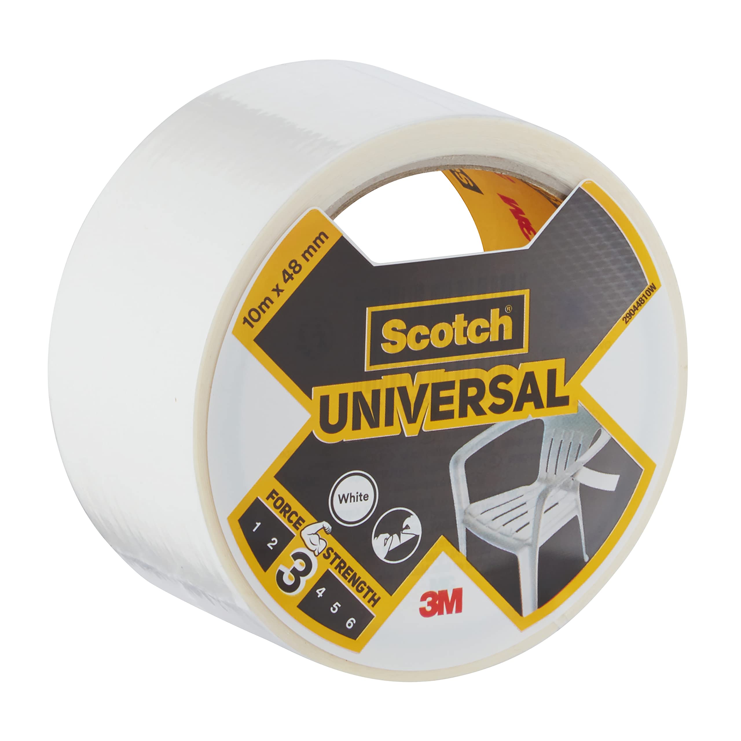 Scotch Universal Duct Tape 10m x 48mm, 1 roll/pack | White color | For general purpose | Holds quickly and reliably | For everyday repairs and projects