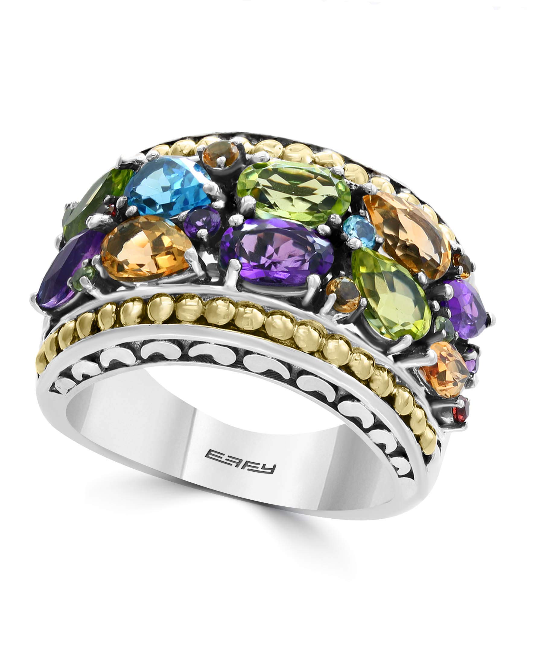 Effy Jewelry Multi Gemstone Statement Ring in 925 Sterling Silver/18K Yellow Gold, 3.05 TWCIRL0D858M0