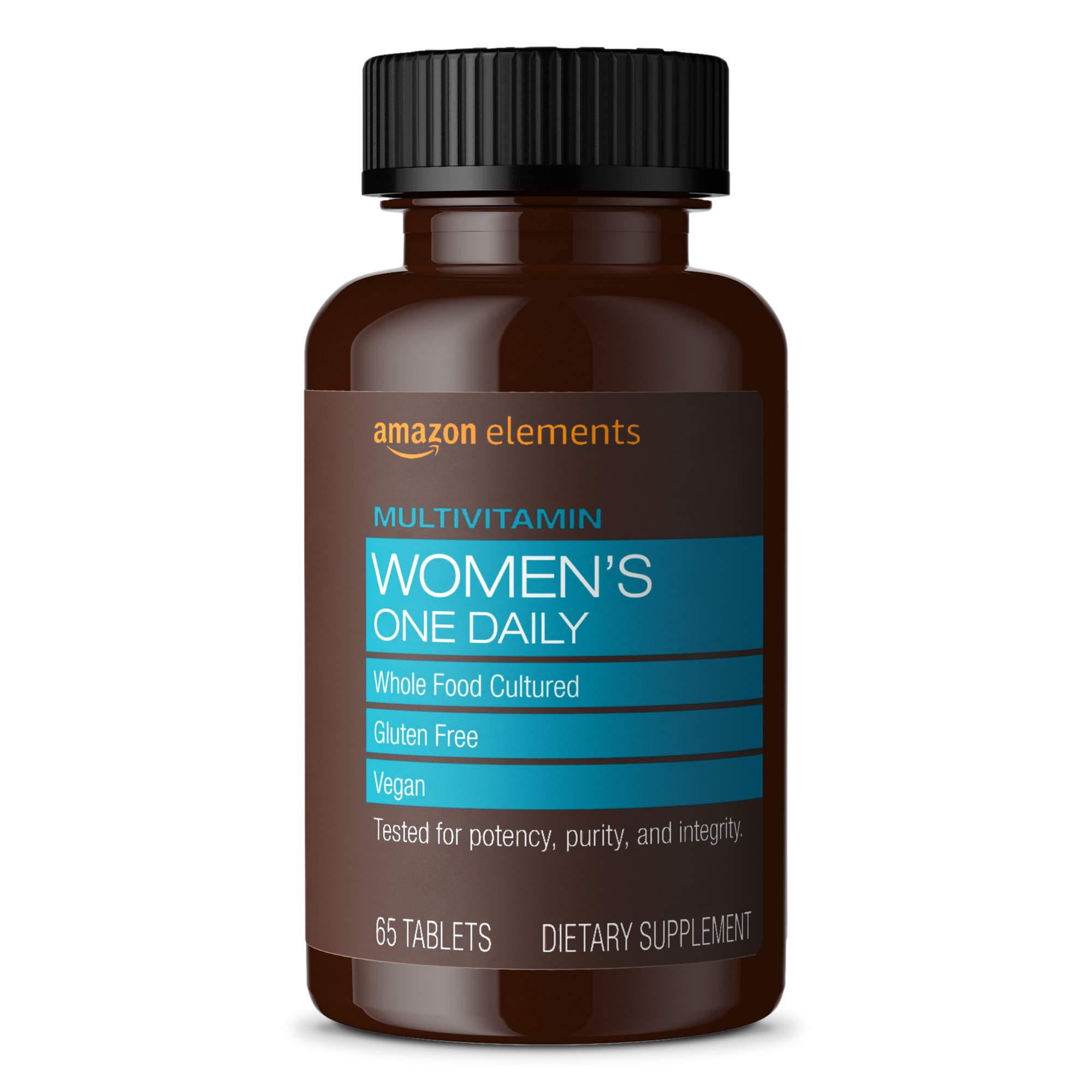 Amazon Elements Women’s One Daily Multivitamin, 59% Whole Food Cultured, Vegan, 65 Tablets, 2 month supply (Packaging may vary)