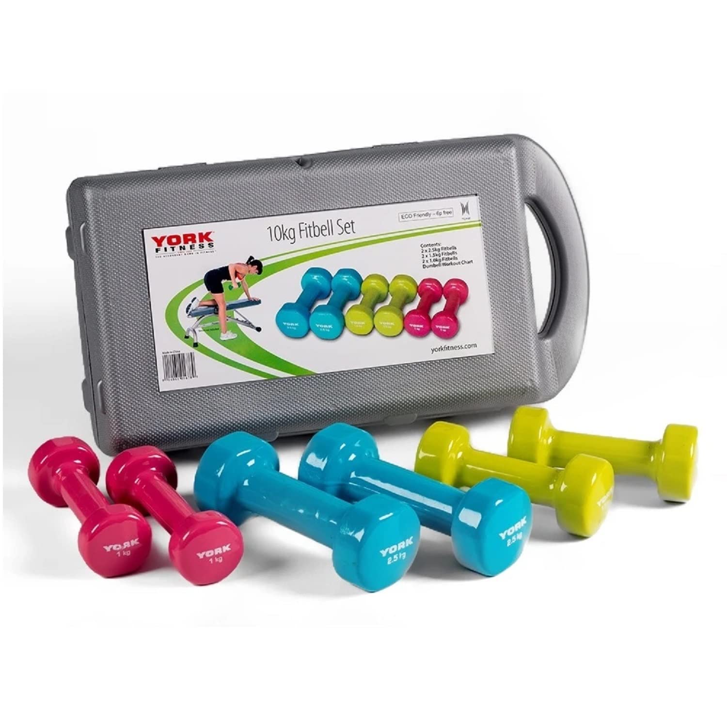 SKY LANDVinyl Coated Dumbbell Set With Dumbbell Molded Case